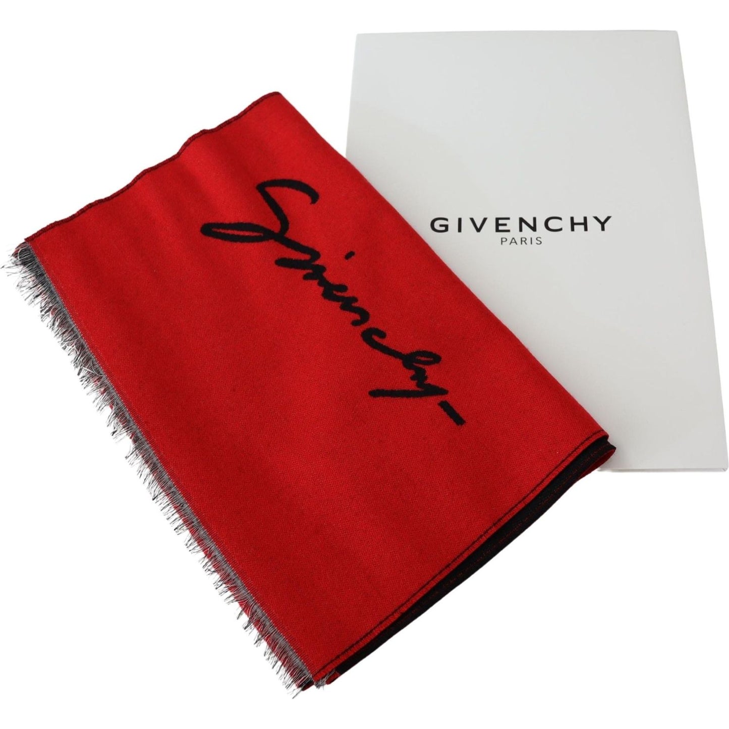 Givenchy Elegant Red Wool Blend Unisex Scarf Wool Wrap Shawl Scarf Givenchy Light Gray