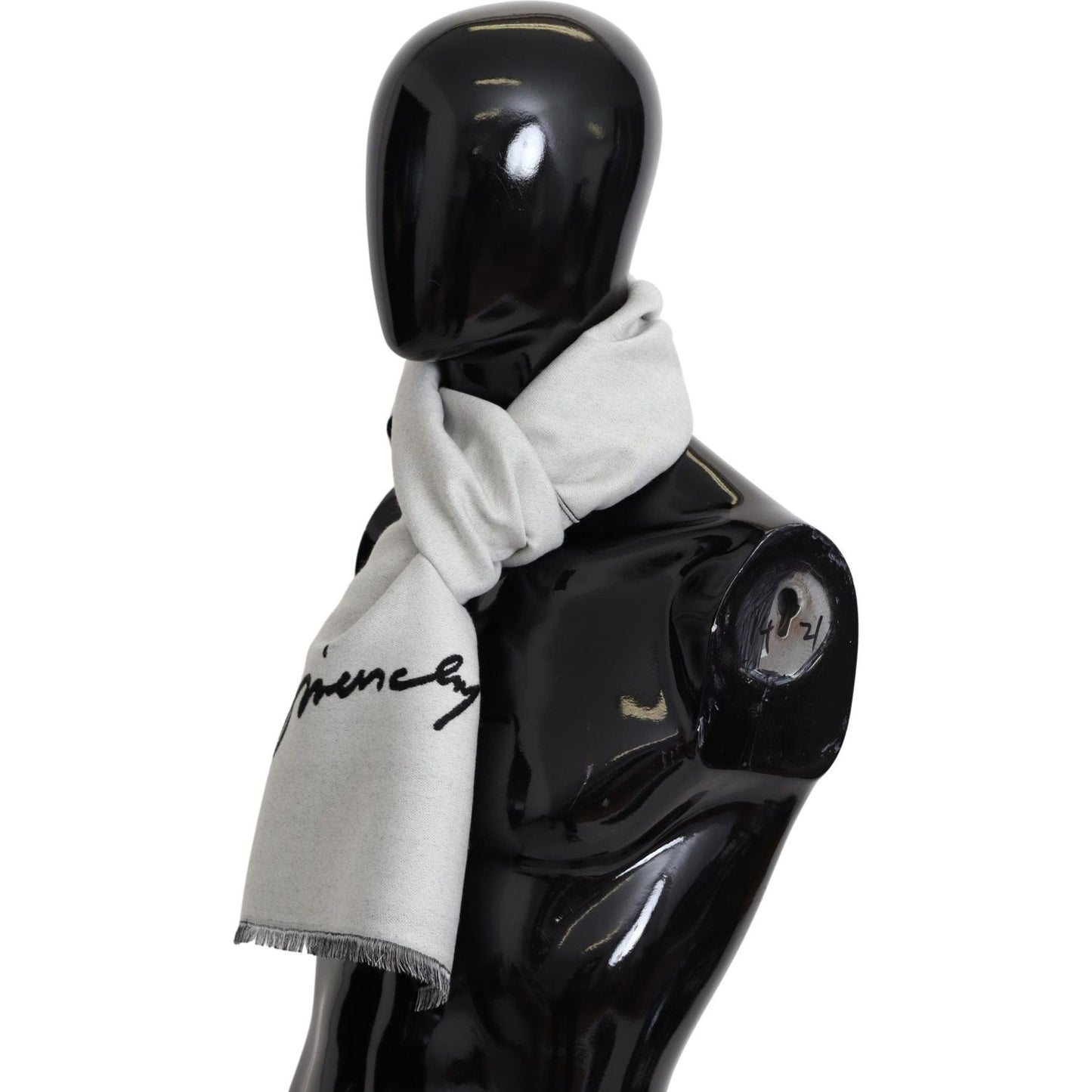 Givenchy Elegant Monochrome Wool-Silk Blend Scarf Wool Wrap Shawls Givenchy Black