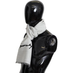 Givenchy Elegant Monochrome Wool-Silk Blend Scarf Wool Wrap Shawls Givenchy Black