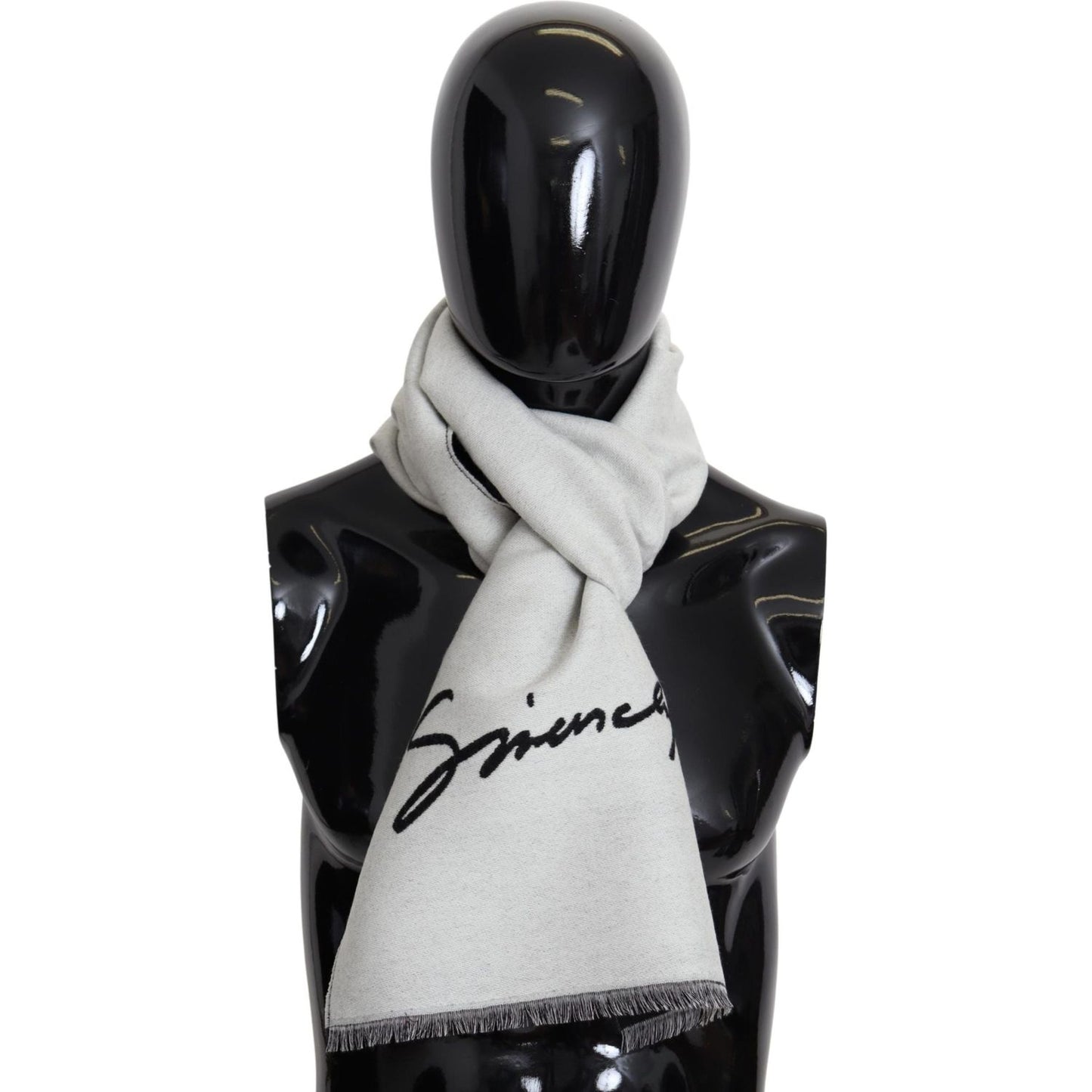 Givenchy Elegant Monochrome Wool-Silk Blend Scarf Wool Wrap Shawls Givenchy Dark Slate Gray