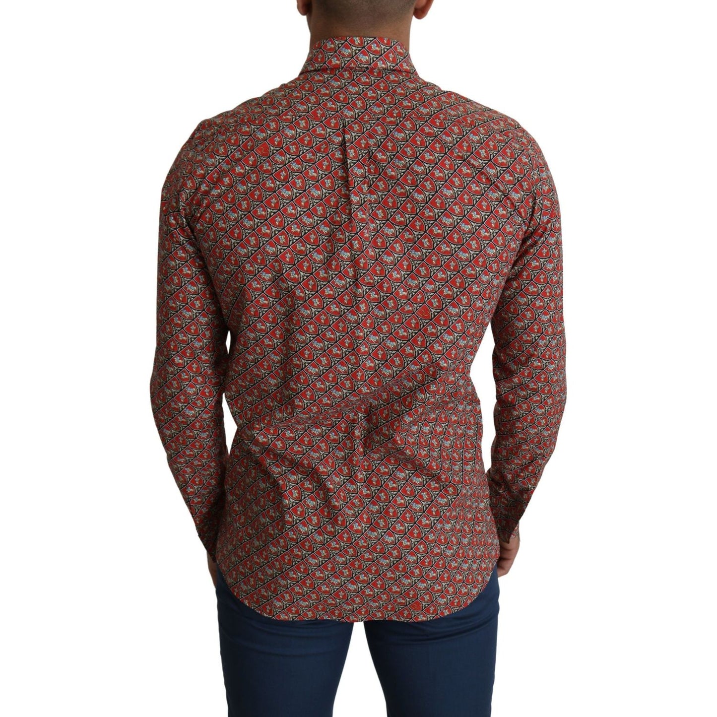 Dolce & Gabbana Elegant Red Martini Fit Cotton Shirt Dolce & Gabbana Dark Olive Green