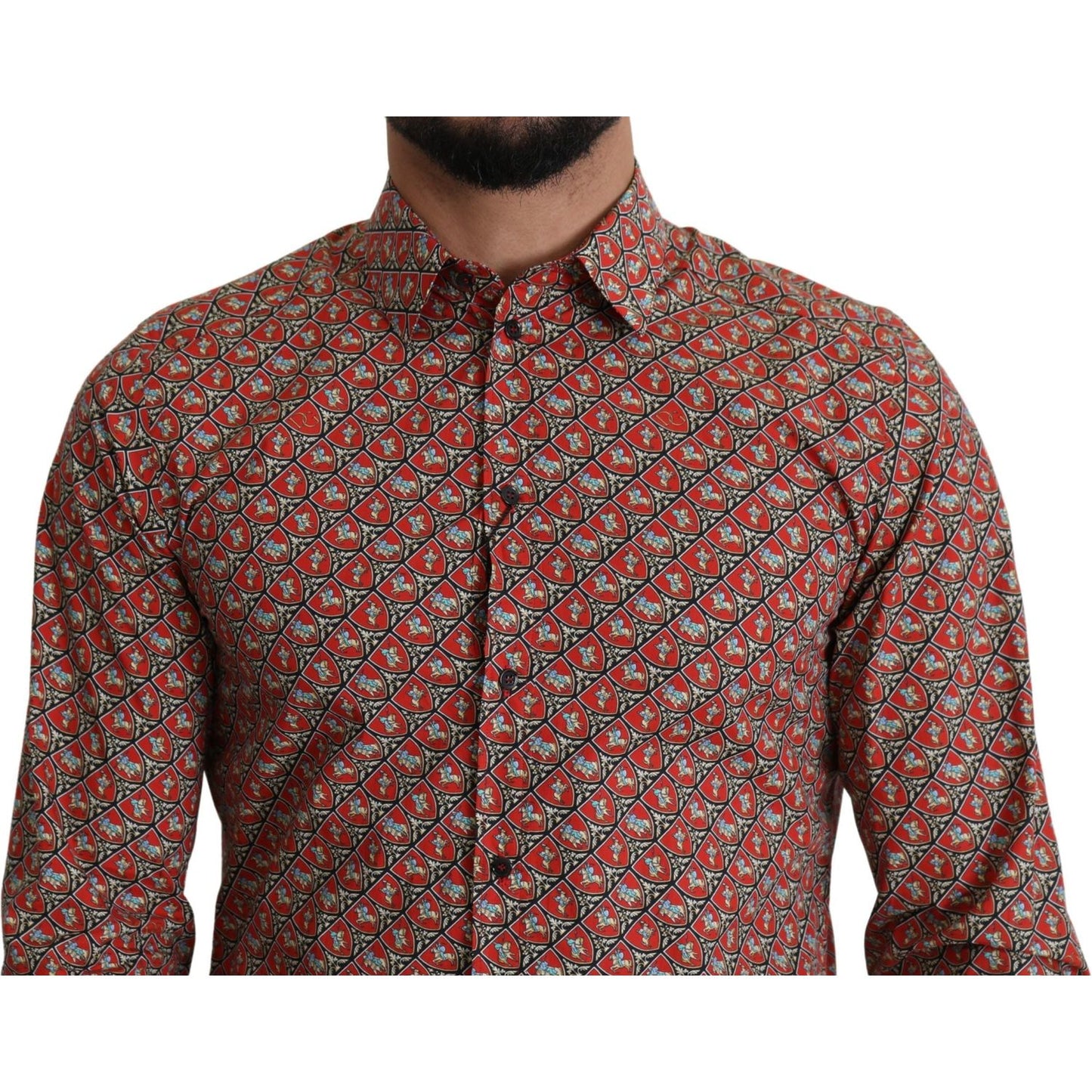 Dolce & Gabbana Elegant Red Martini Fit Cotton Shirt Dolce & Gabbana Sienna