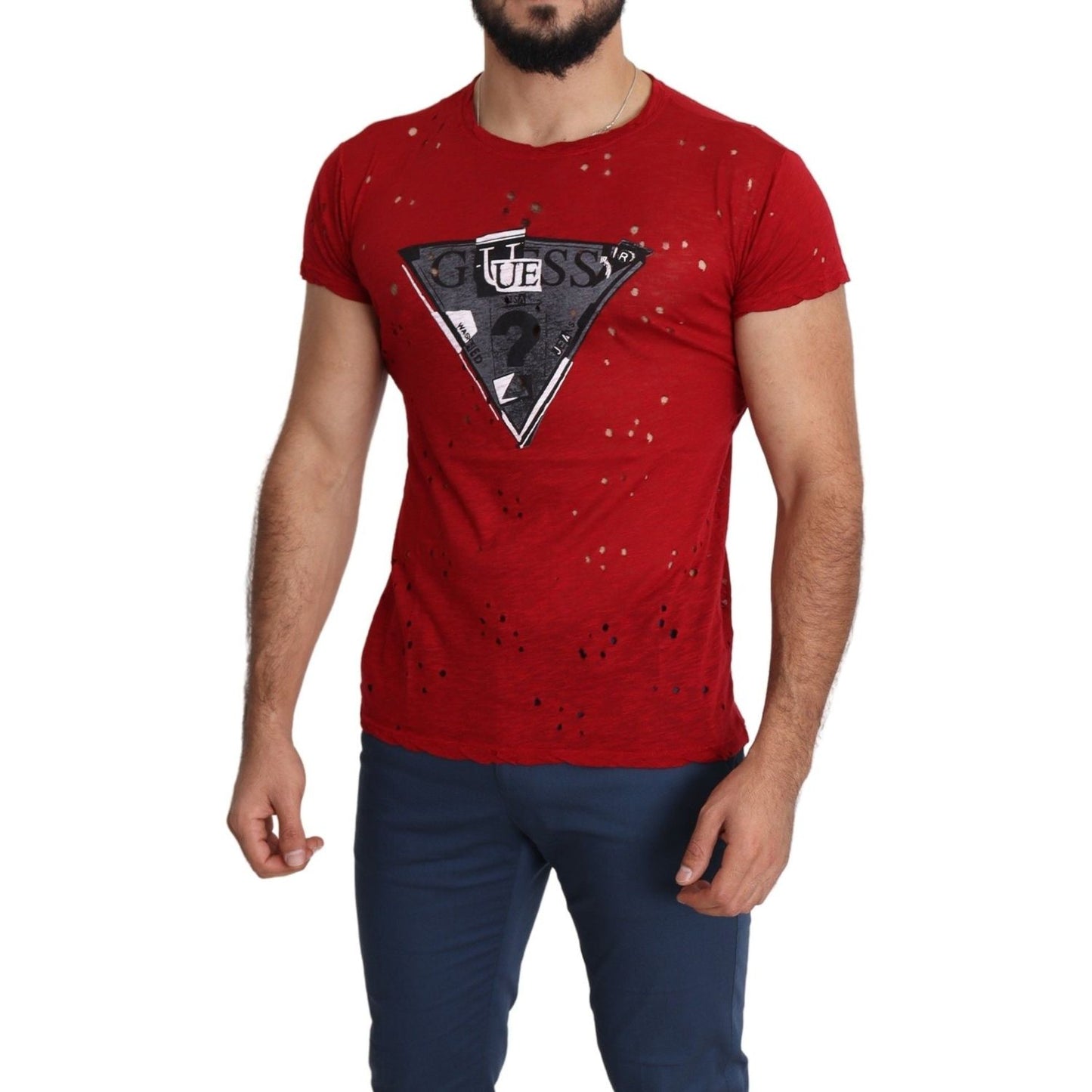 Guess Radiant Red Cotton Tee Perfect For Everyday Style Guess Brown