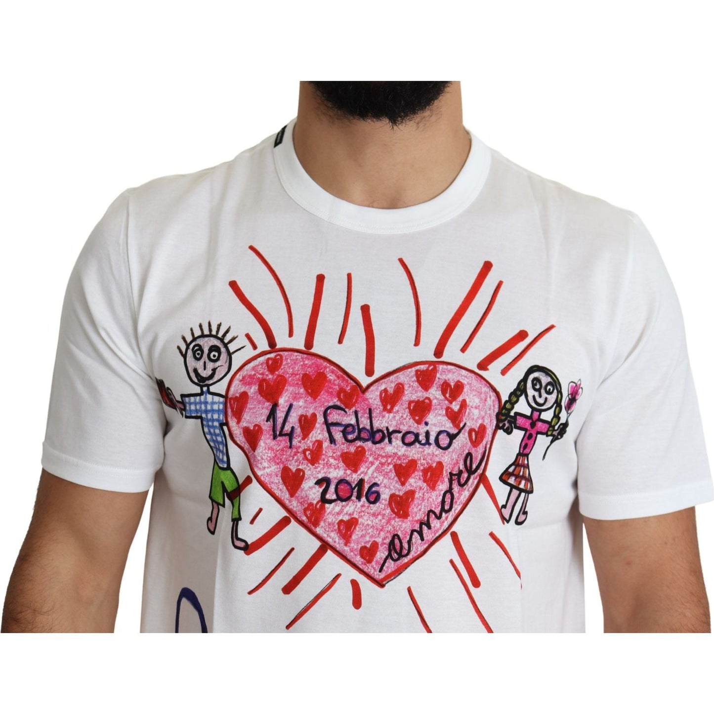 Dolce & Gabbana Romantic Heart Print Crew Neck Tee Dolce & Gabbana Light Gray