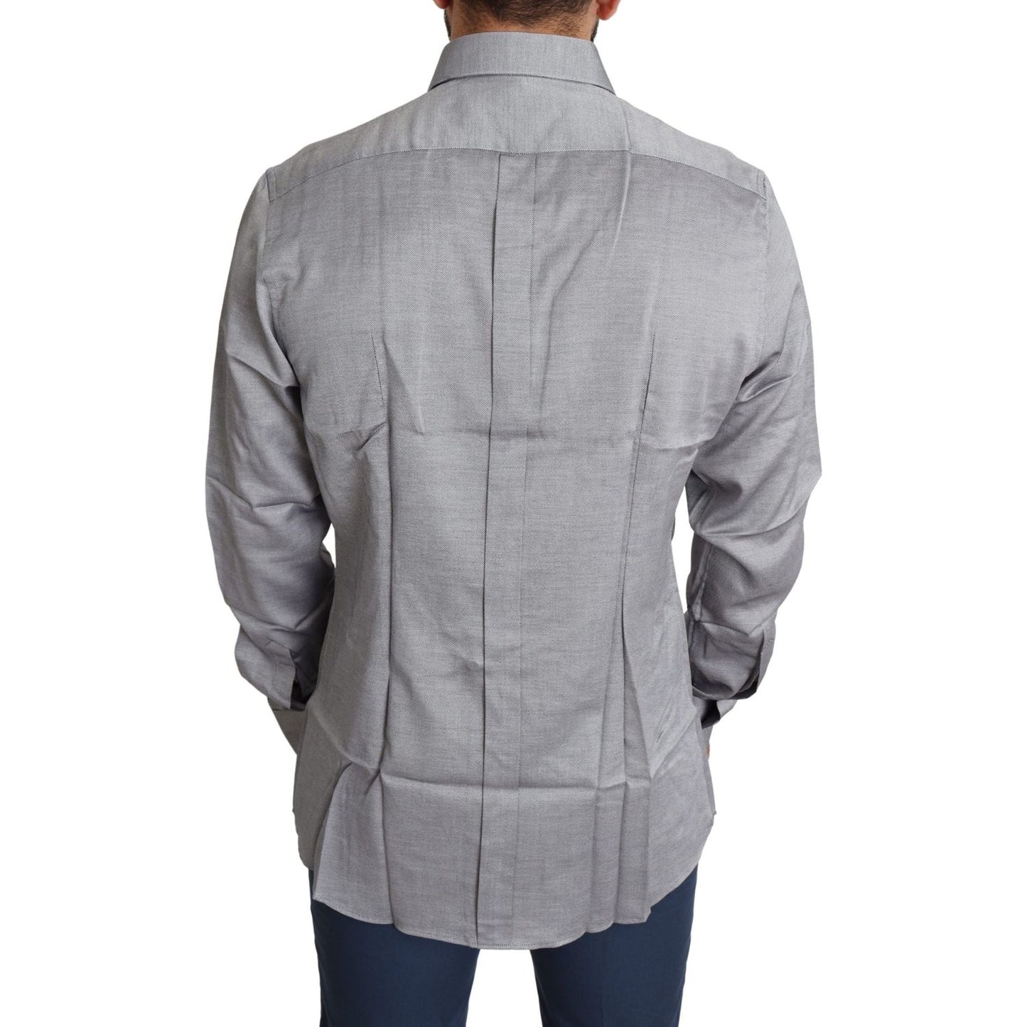 Dolce & Gabbana Elegant Gray Slim Fit Cotton Dress Shirt Dolce & Gabbana Light Slate Gray