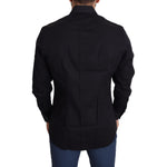 Dolce & Gabbana Black Cotton Stretch Formal GOLD Dress Shirt TSH5475-38