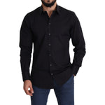 Dolce & Gabbana Black Cotton Stretch Formal GOLD Dress Shirt TSH5475-38