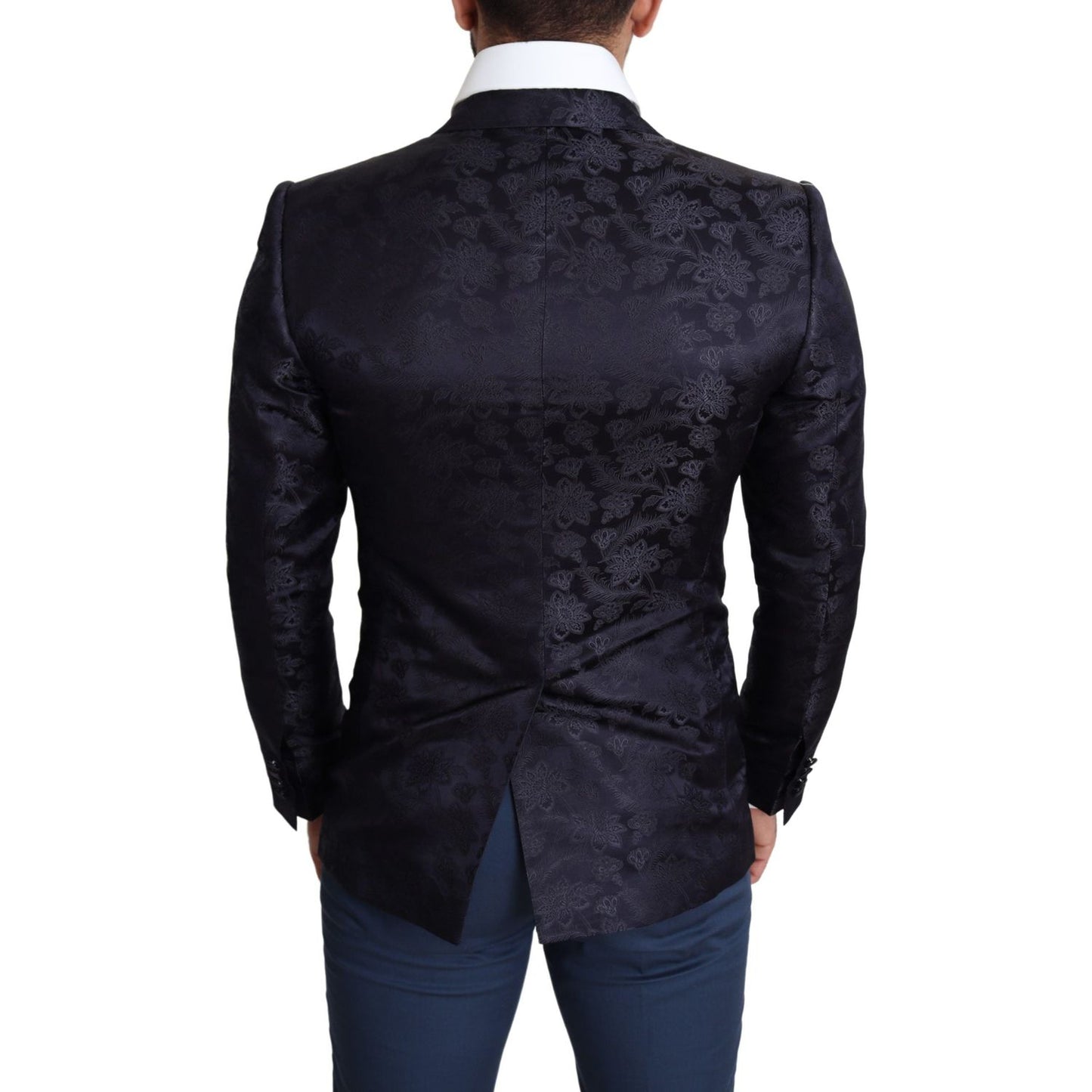 Dolce & Gabbana Elegant Silk Blend Martini Blazer in Blue Dolce & Gabbana Black