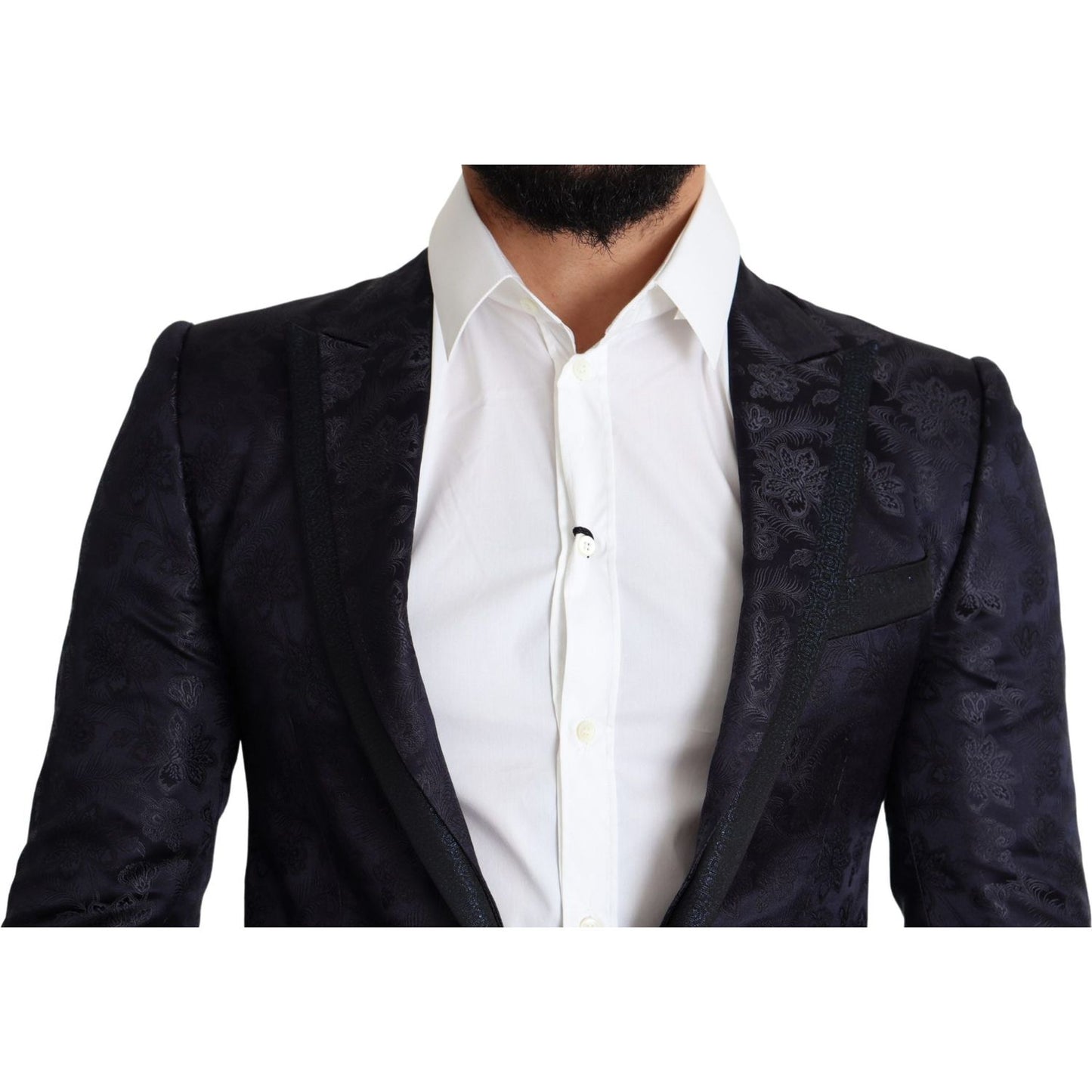 Dolce & Gabbana Elegant Silk Blend Martini Blazer in Blue Dolce & Gabbana Black