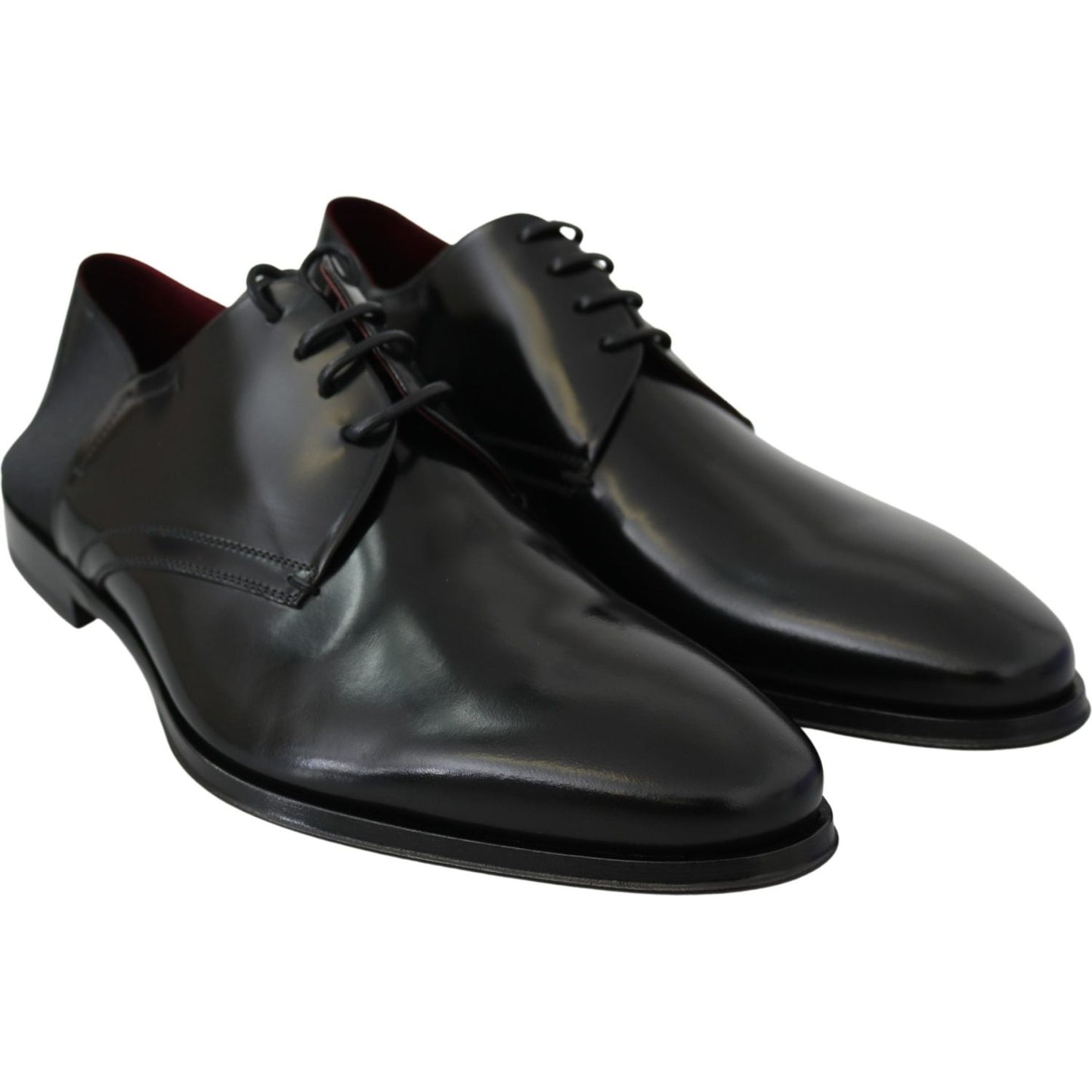 Dolce & Gabbana Elegant Black Leather Derby Shoes Dolce & Gabbana Dark Slate Gray