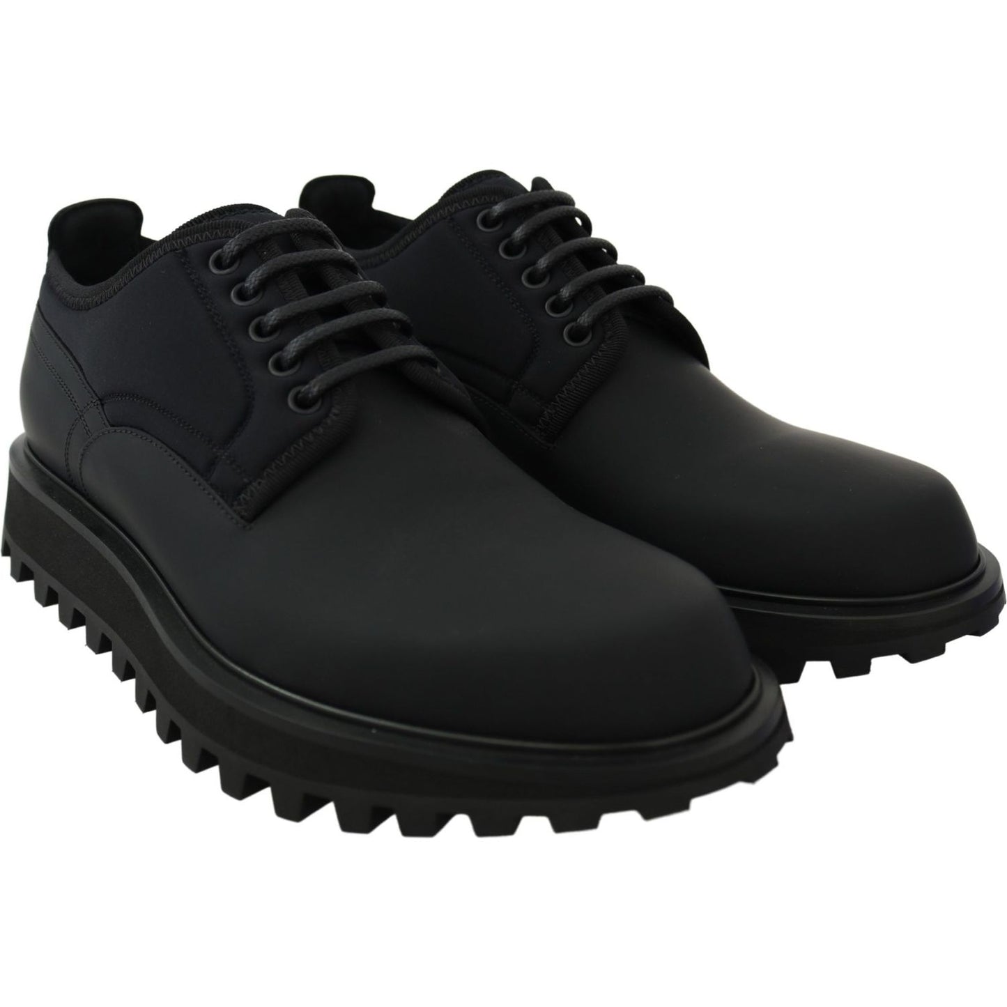 Dolce & Gabbana Elegant Black Calfskin Derby Shoes Dolce & Gabbana Black