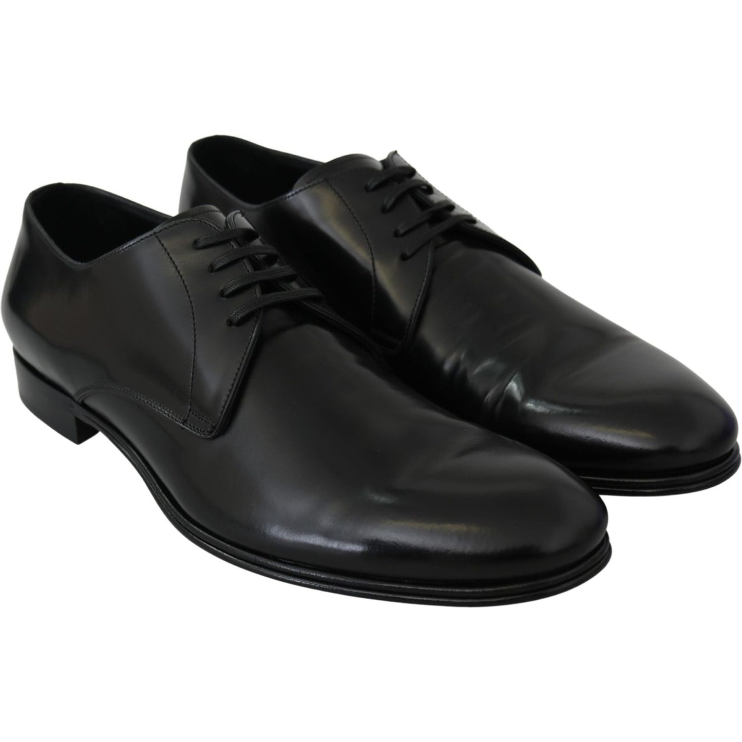 Dolce & Gabbana Elegant Black Leather Derby Shoes Dolce & Gabbana Dark Slate Gray