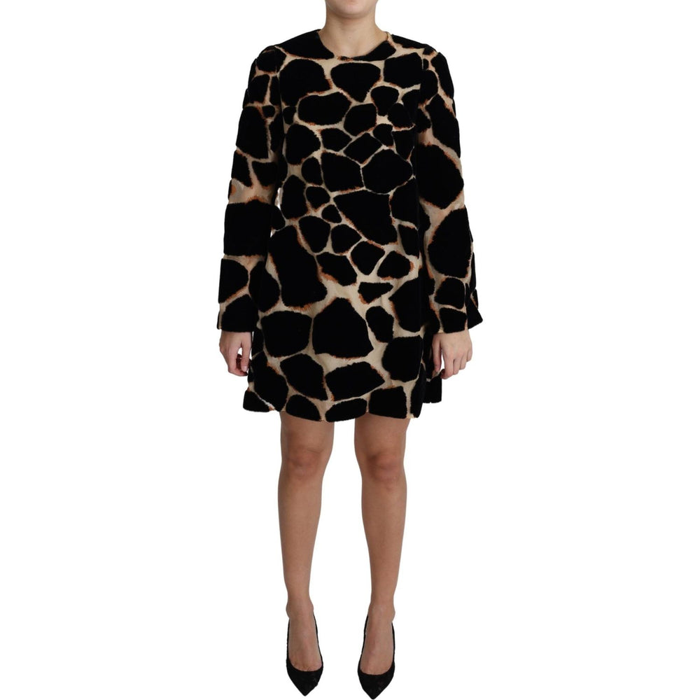 Dolce & Gabbana Black Giraffe Print Shift Mini Dress DR2645-36