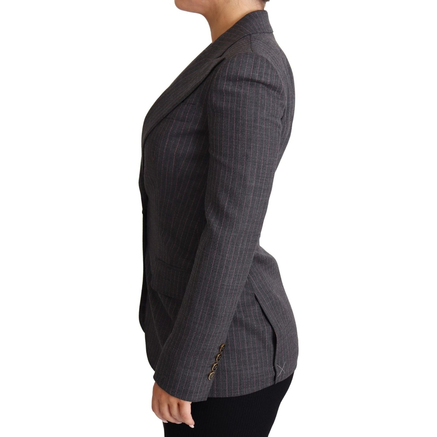 Dolce & Gabbana Elegant Gray Stretch Wool Blazer Coats & Jackets Dolce & Gabbana Dark Slate Gray