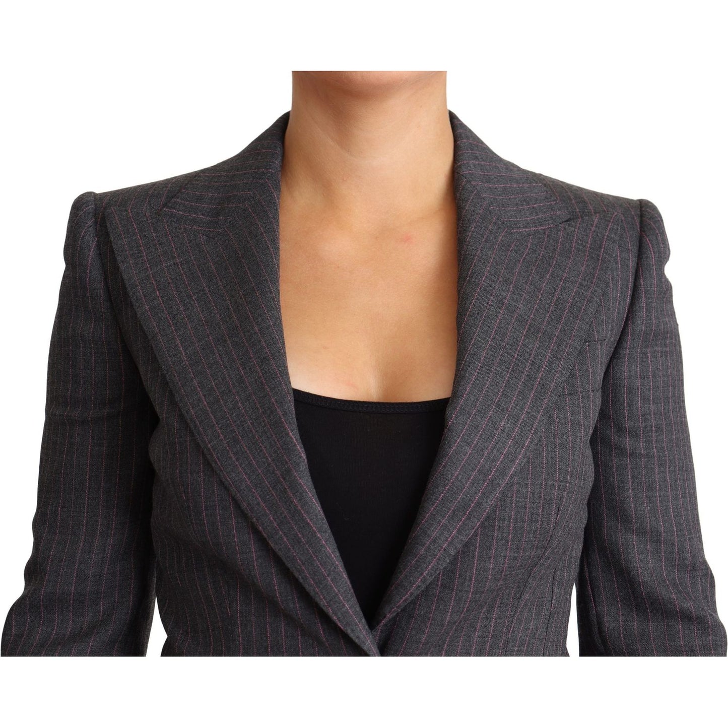 Dolce & Gabbana Elegant Gray Stretch Wool Blazer Coats & Jackets Dolce & Gabbana Dark Slate Gray