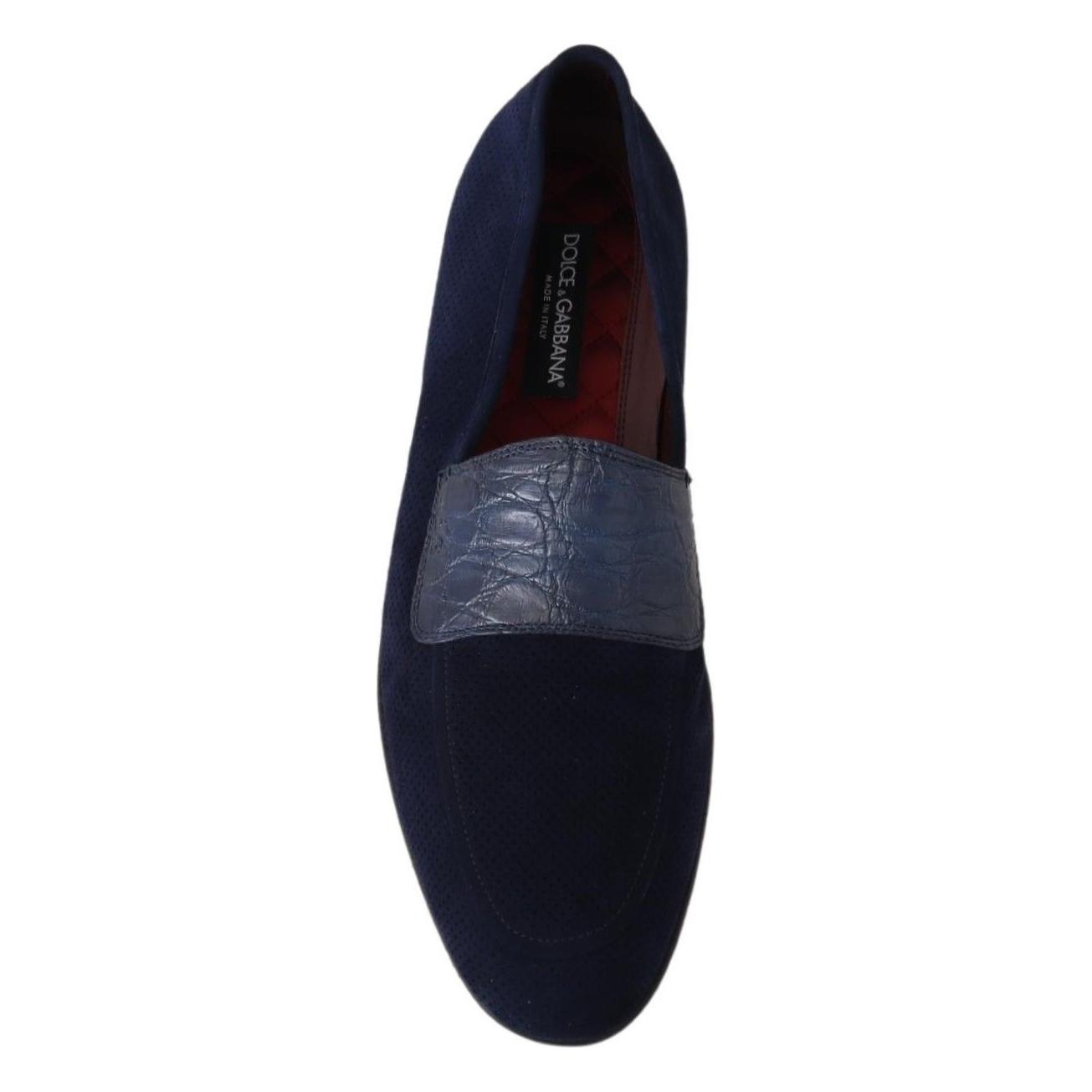 Dolce & Gabbana Elegant Blue Suede Leather Loafers Dolce & Gabbana Black