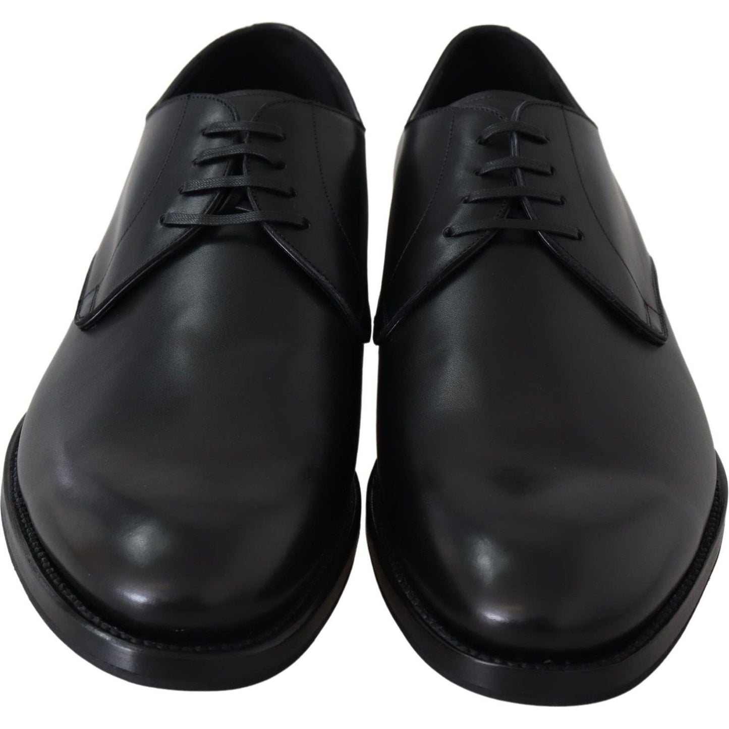 Dolce & Gabbana Elegant Black Leather Derby Dress Shoes Dress Shoes Dolce & Gabbana Dark Slate Gray