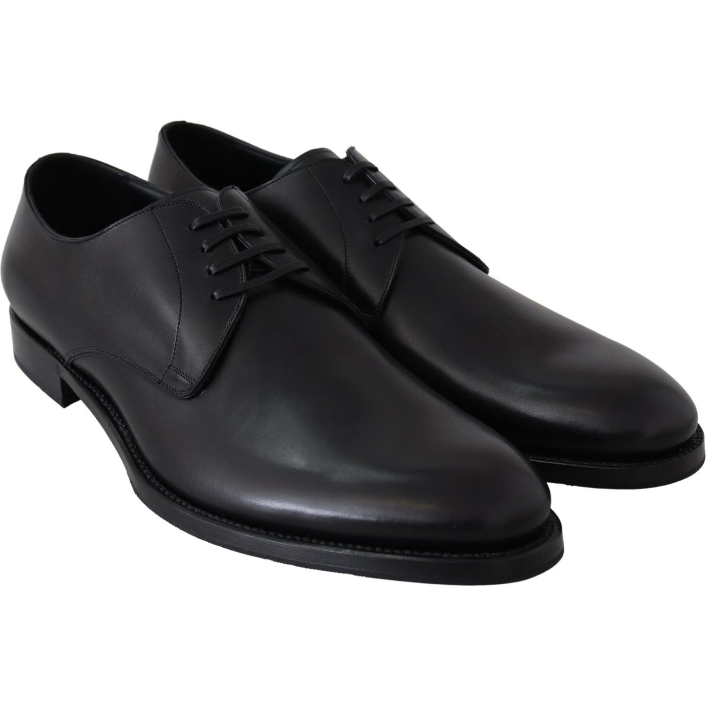 Dolce & Gabbana Elegant Black Leather Derby Dress Shoes Dress Shoes Dolce & Gabbana Dark Slate Gray