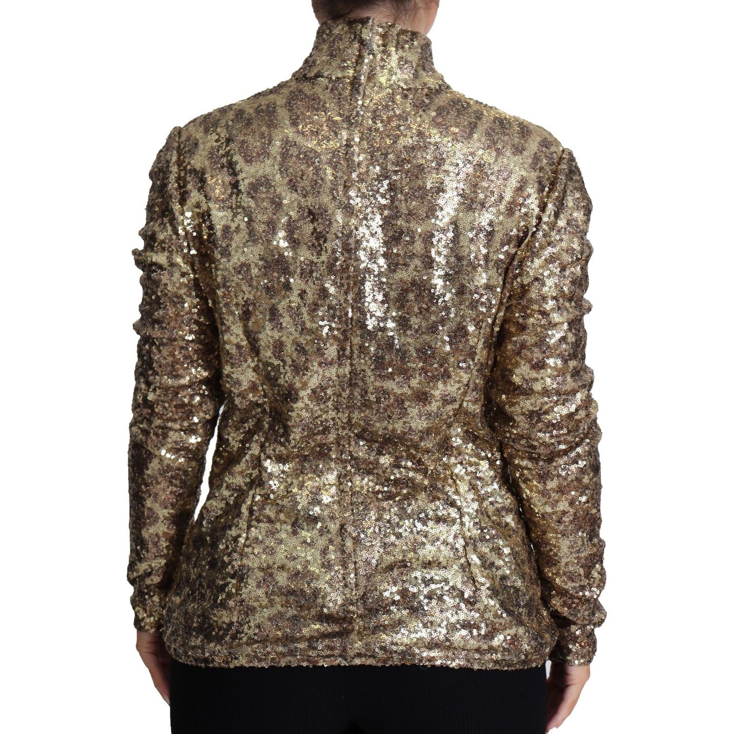 Dolce & Gabbana Sequined Turtleneck Full Zip Sweater in Brown Dolce & Gabbana Dim Gray