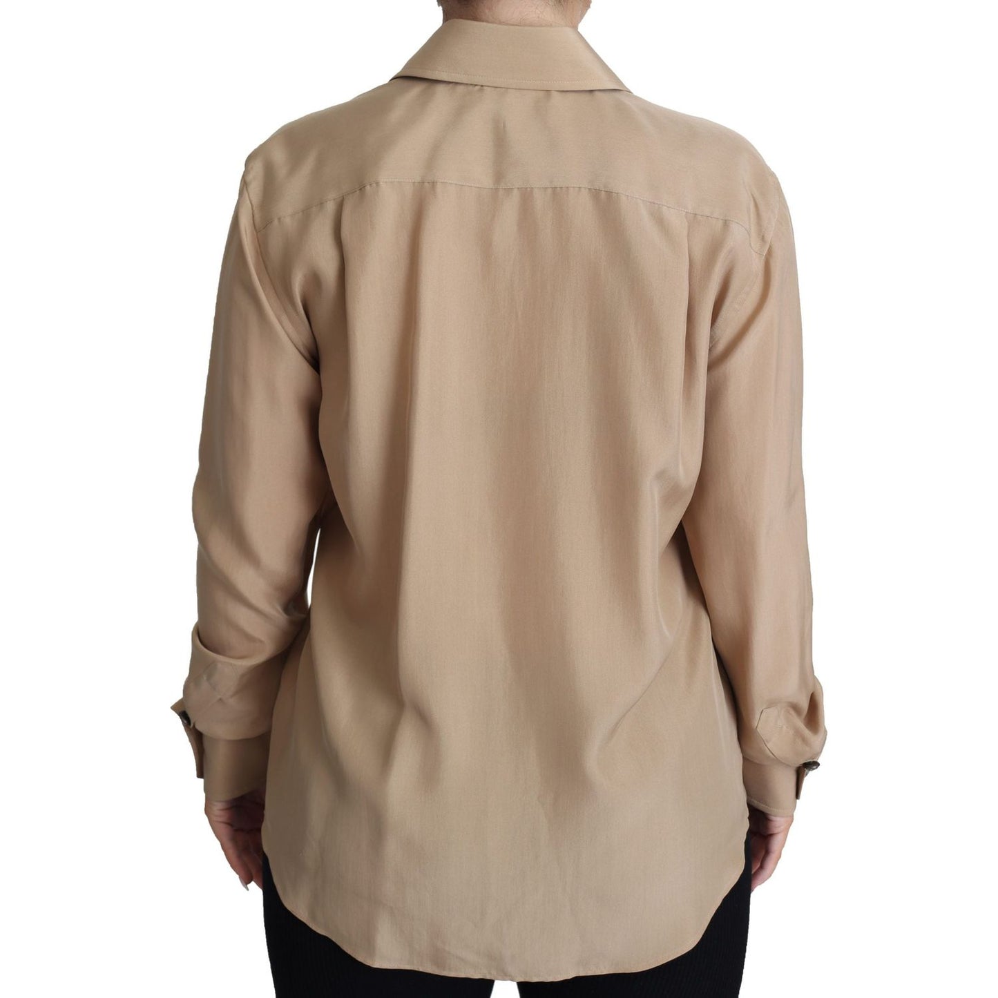 Dolce & Gabbana Elegant Beige Silk Shirt Dolce & Gabbana Rosy Brown