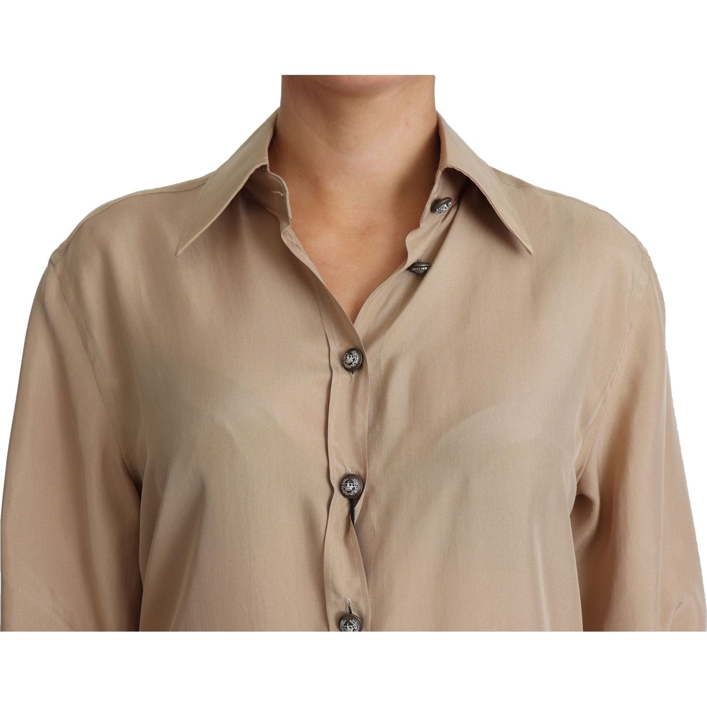 Dolce & Gabbana Elegant Beige Silk Shirt Dolce & Gabbana Rosy Brown