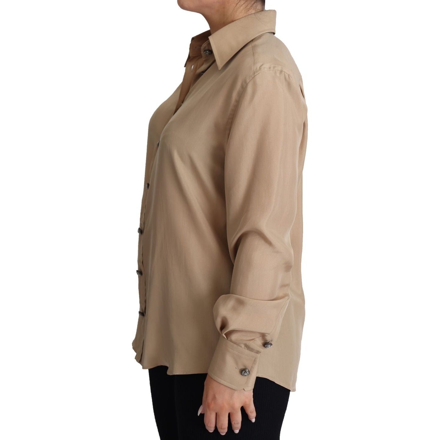 Dolce & Gabbana Elegant Beige Silk Shirt Dolce & Gabbana Rosy Brown