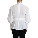 Dolce & Gabbana Elegant Snow-White Viscose Blouse Dolce & Gabbana Light Gray