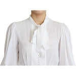 Dolce & Gabbana Elegant Snow-White Viscose Blouse Dolce & Gabbana Light Gray