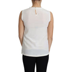 Dolce & Gabbana Elegant Silk Lace-Detailed Sleeveless Blouse Dolce & Gabbana Light Gray