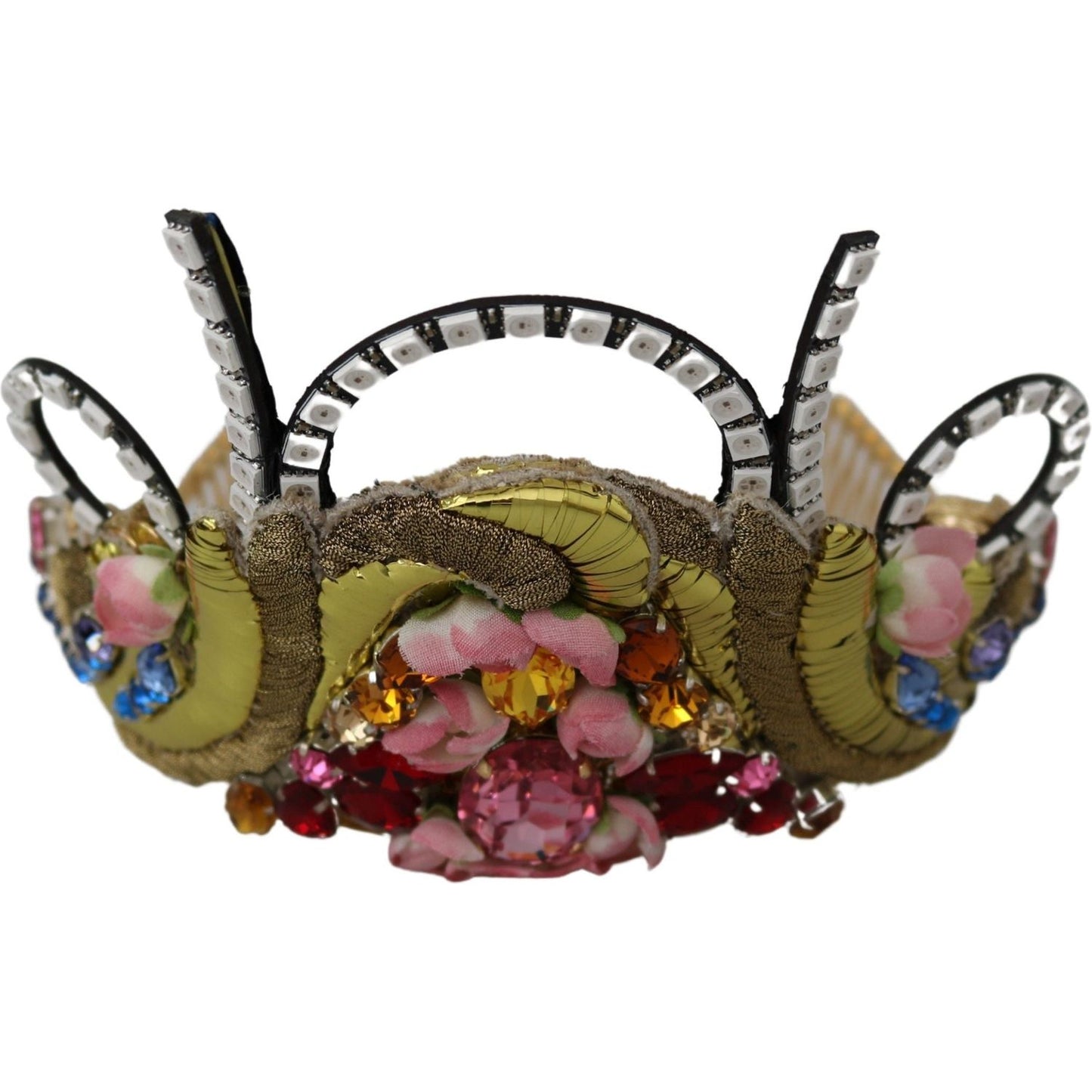 Dolce & Gabbana Stunning Crystal Diadem Tiara - Gold Multicolor Diadem Dolce & Gabbana Dark Olive Green