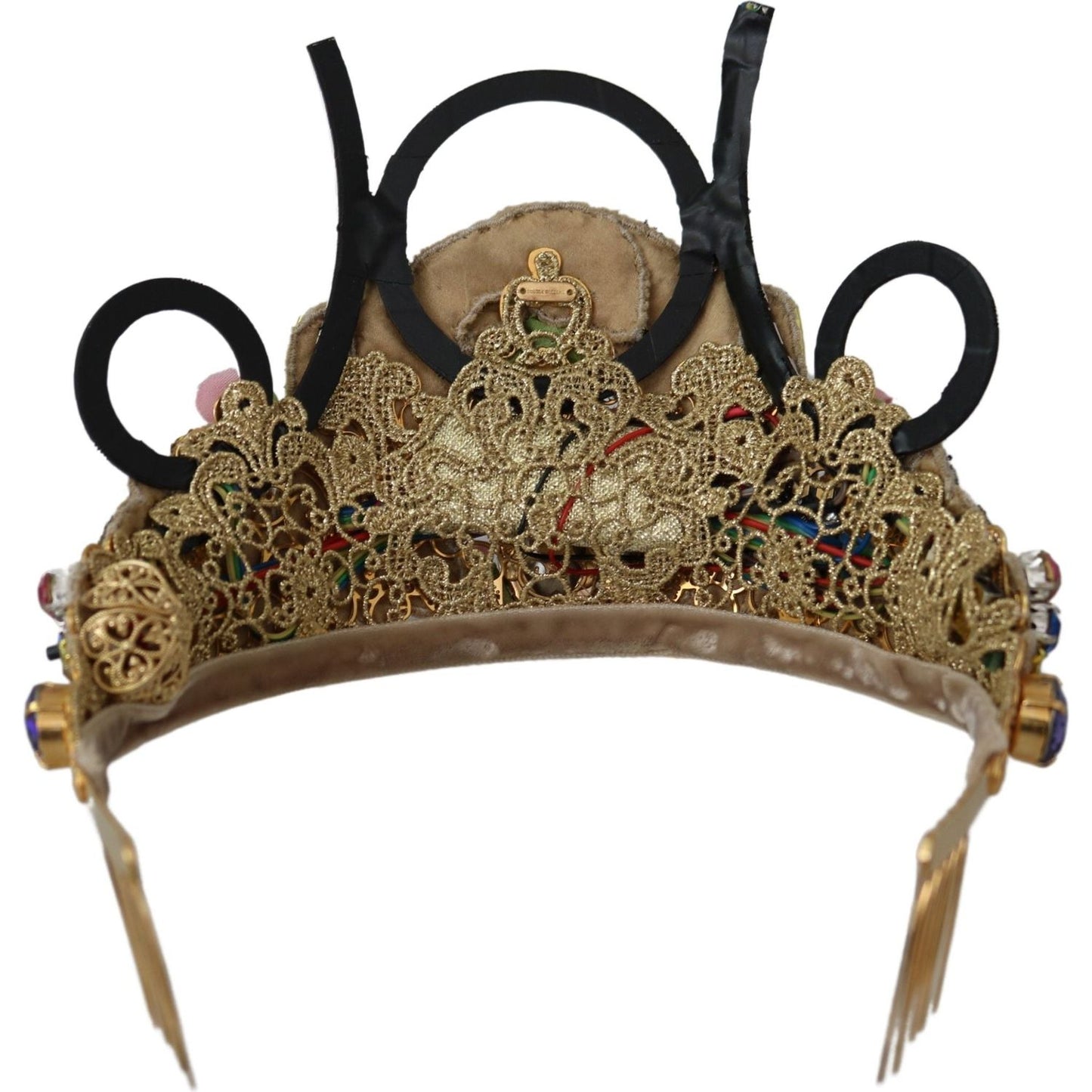 Dolce & Gabbana Stunning Crystal Diadem Tiara - Gold Multicolor Diadem Dolce & Gabbana Dim Gray