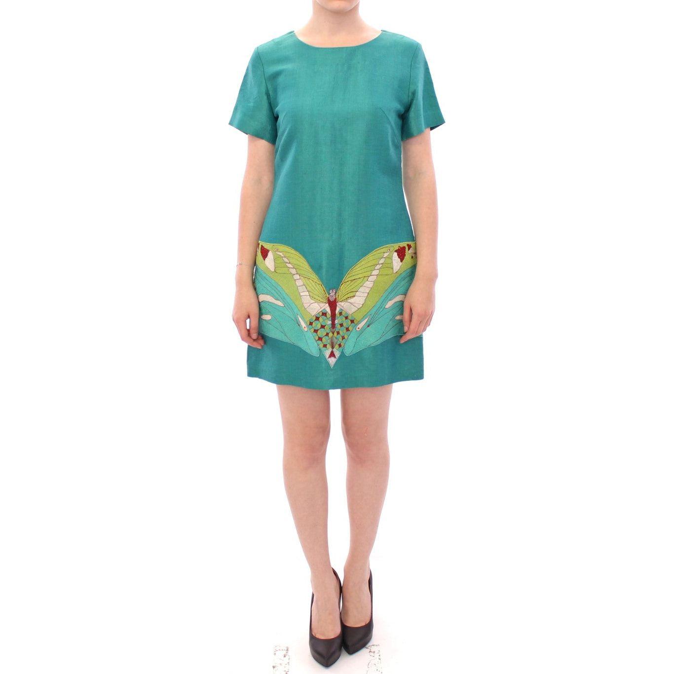 Lanre Da Silva Ajayi Elegant Embroidered Green Mini Dress Lanre Da Silva Ajayi Cadet Blue