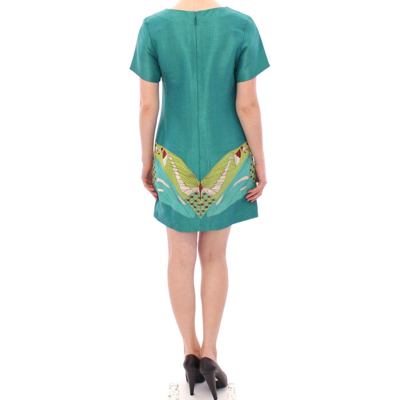 Lanre Da Silva Ajayi Elegant Embroidered Green Mini Dress Lanre Da Silva Ajayi Cadet Blue