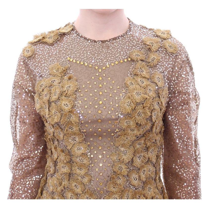 Lanre Da Silva Ajayi Exquisite Gold Lace Maxi Dress with Crystals Lanre Da Silva Ajayi Rosy Brown