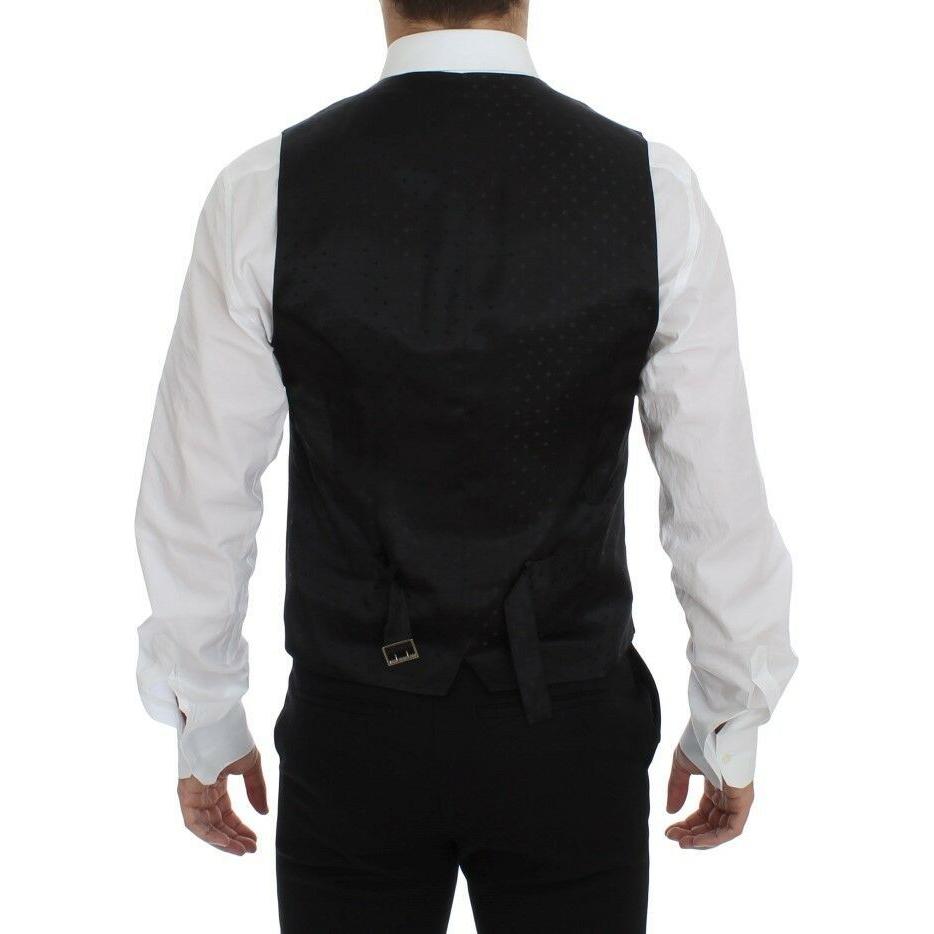 Dolce & Gabbana Elegant Brown Black Wool Blend Dress Vest Dolce & Gabbana Black