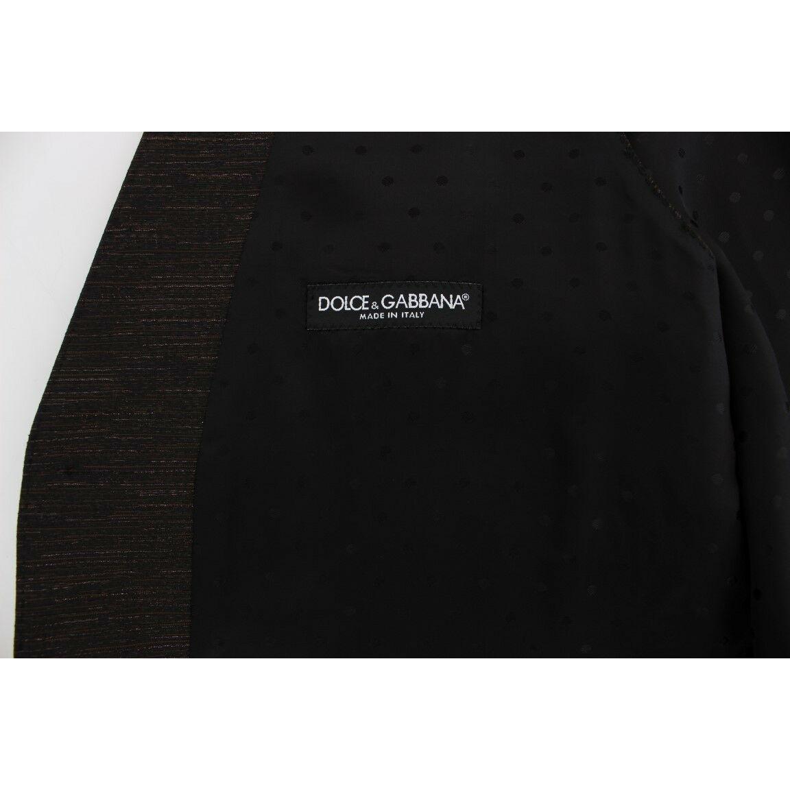 Dolce & Gabbana Elegant Brown Black Wool Blend Dress Vest Dolce & Gabbana Black