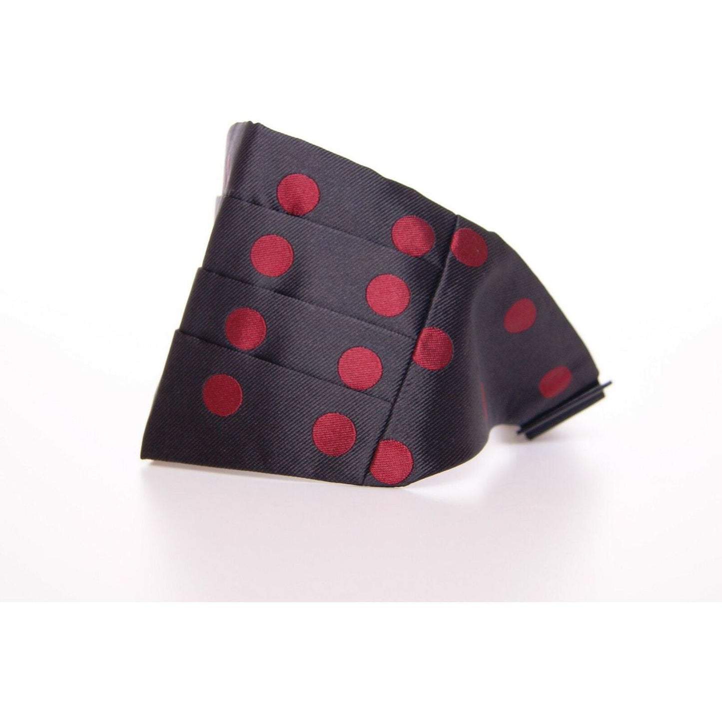 Dolce & Gabbana Exquisite Black Silk Cummerbund with Red Polka Dots Dolce & Gabbana White Smoke