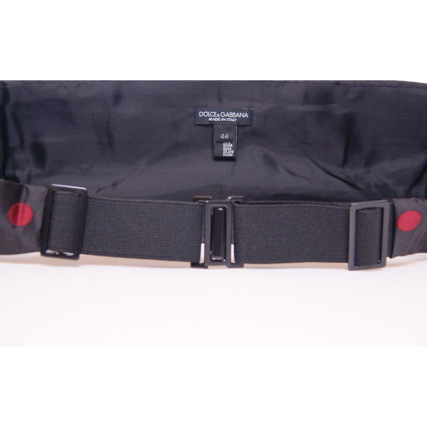 Dolce & Gabbana Exquisite Black Silk Cummerbund with Red Polka Dots Dolce & Gabbana Dark Slate Gray