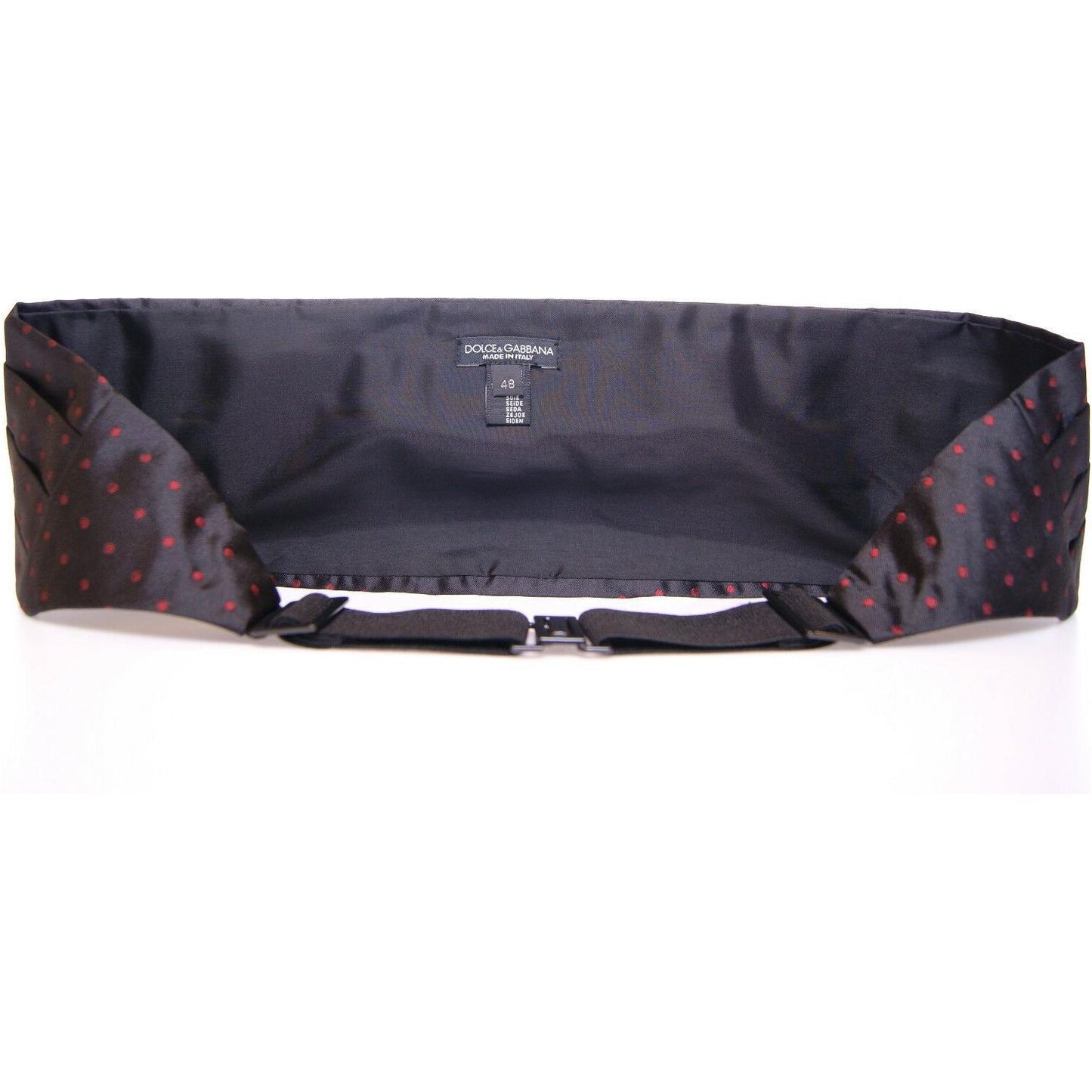Dolce & Gabbana Elegant Silk Black Cummerbund with Red Polka Dots Dolce & Gabbana Dark Slate Gray