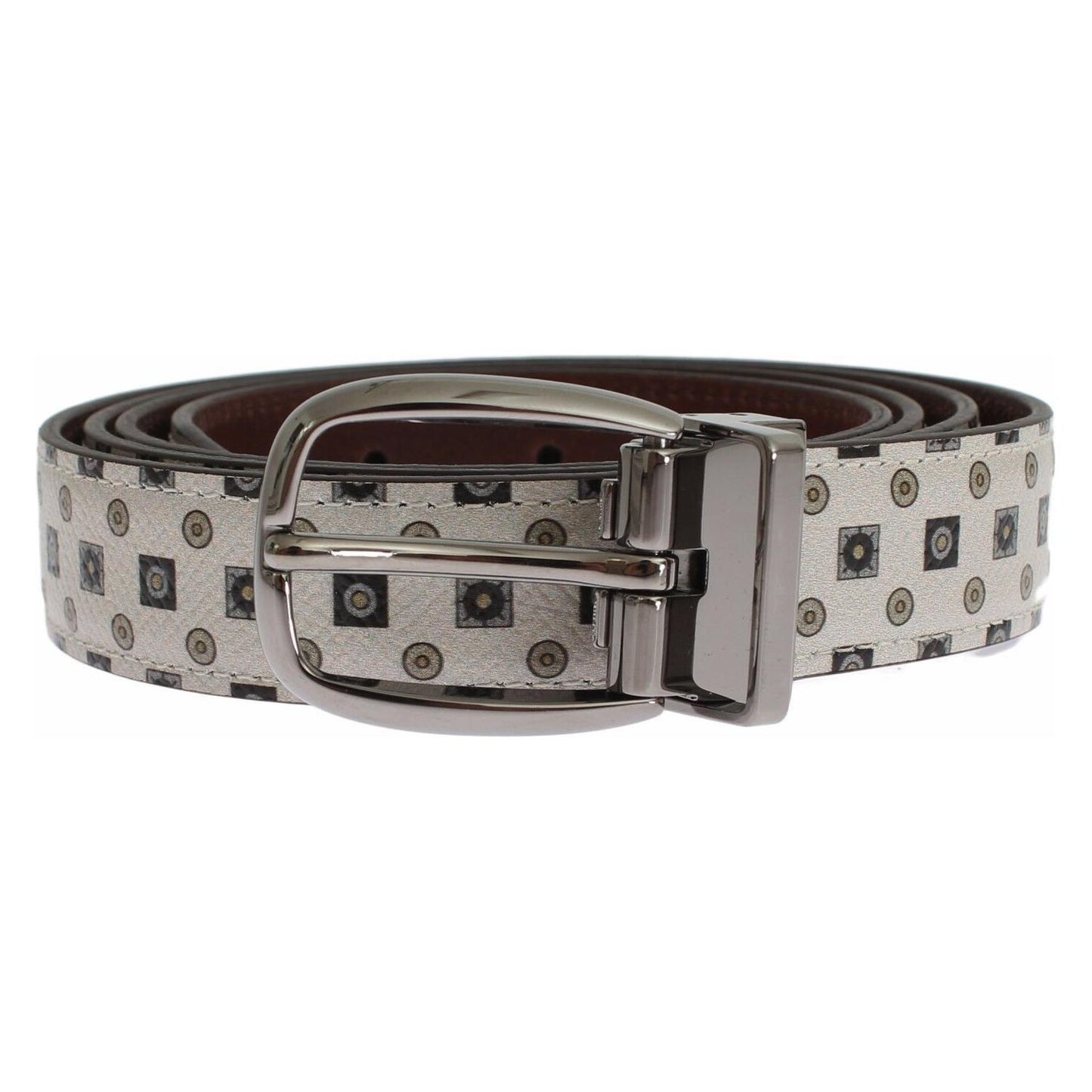 Dolce & Gabbana Elegant Baroque Silk Tie & Leather Belt Set Belt Dolce & Gabbana Dark Gray