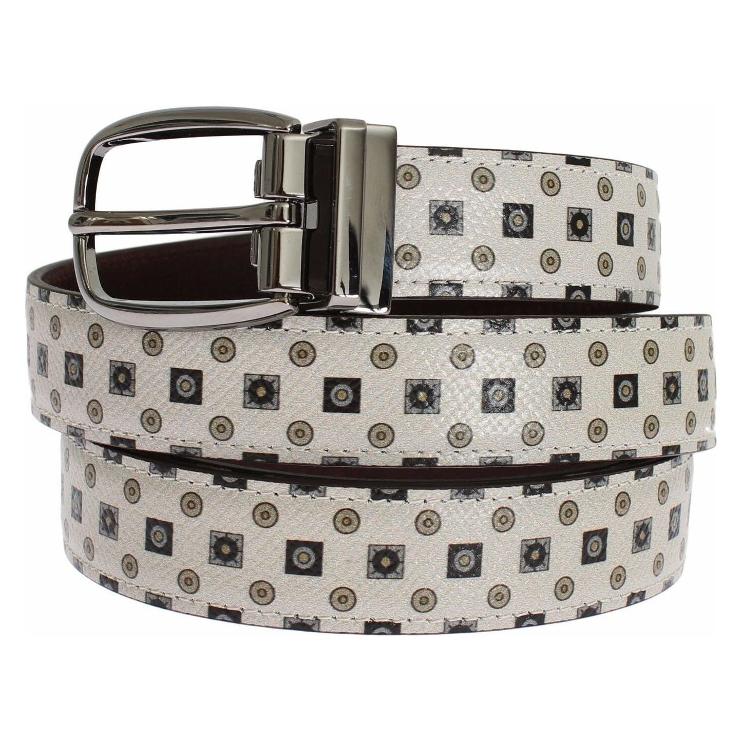 Dolce & Gabbana Elegant Baroque Silk Tie & Leather Belt Set Belt Dolce & Gabbana Gray
