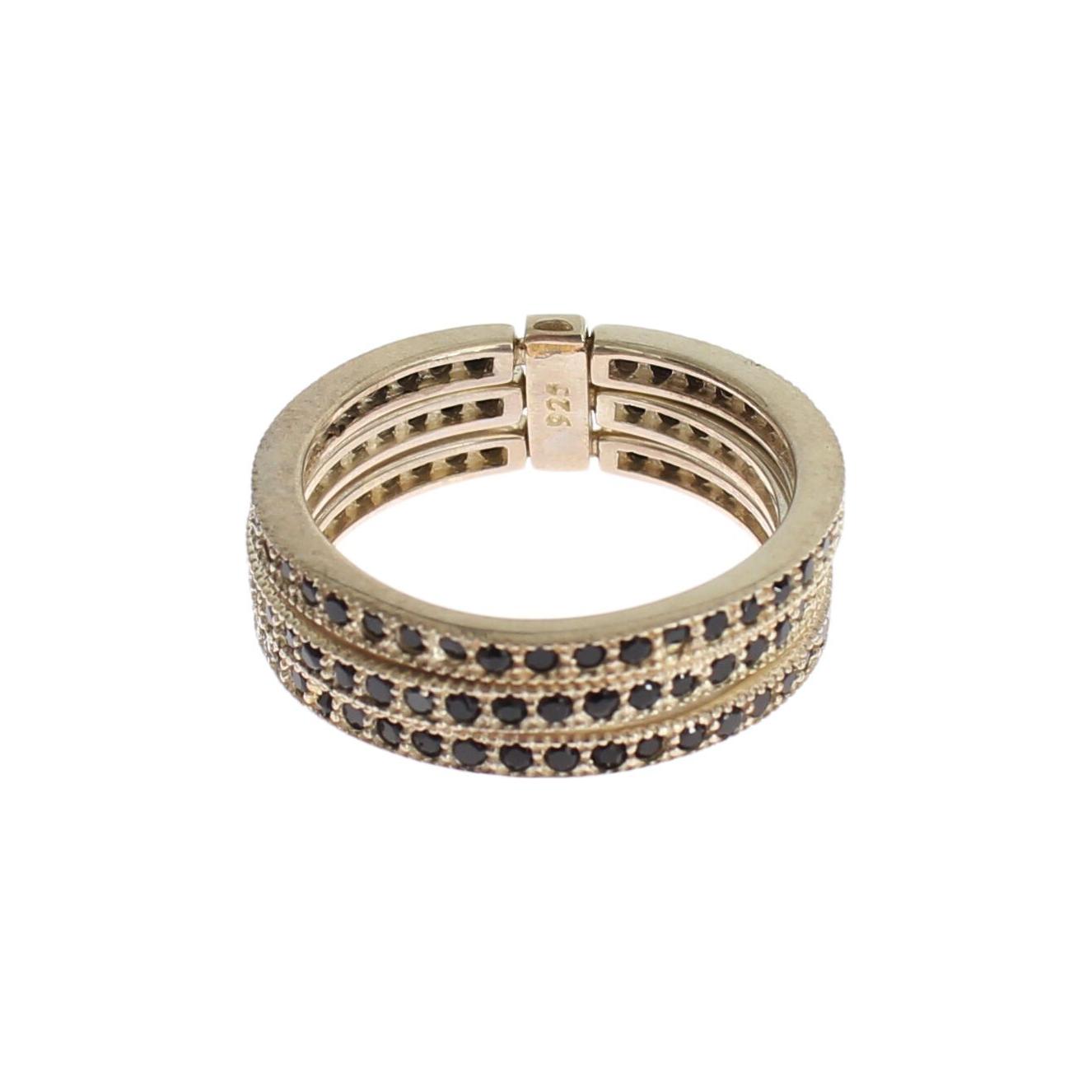 Nialaya Chic Silver & Black CZ Crystal Ring Ring Nialaya Rosy Brown