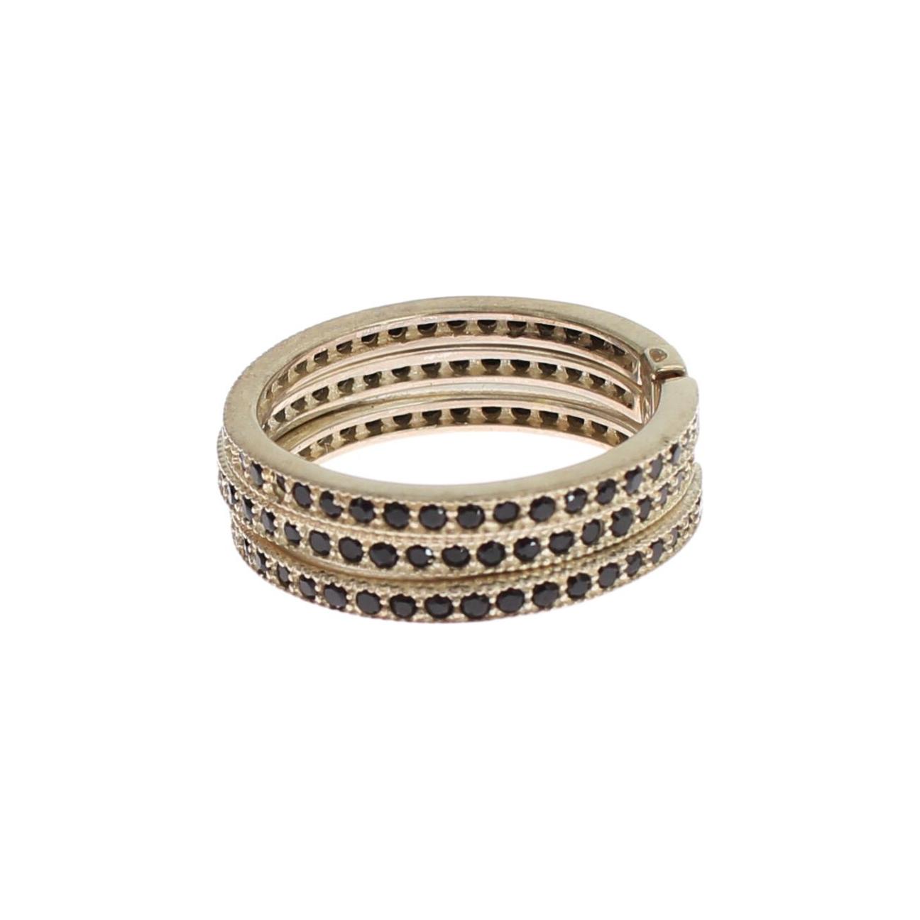 Nialaya Chic Silver & Black CZ Crystal Ring Ring Nialaya Rosy Brown