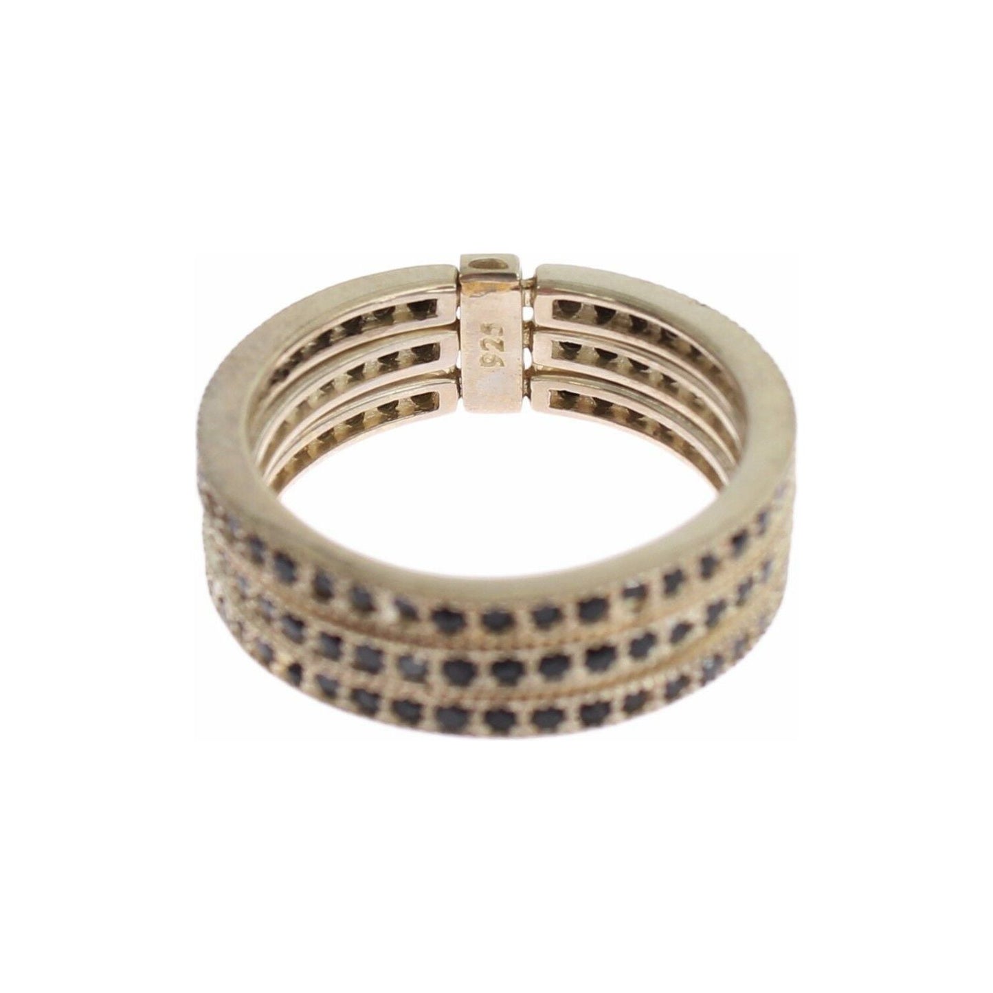 Nialaya Chic Silver & Black CZ Crystal Ring Ring Nialaya Rosy Brown