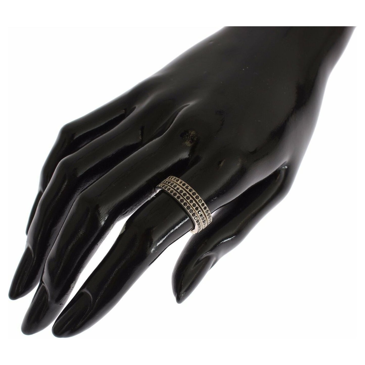 Nialaya Chic Silver & Black CZ Crystal Ring Ring Nialaya Black