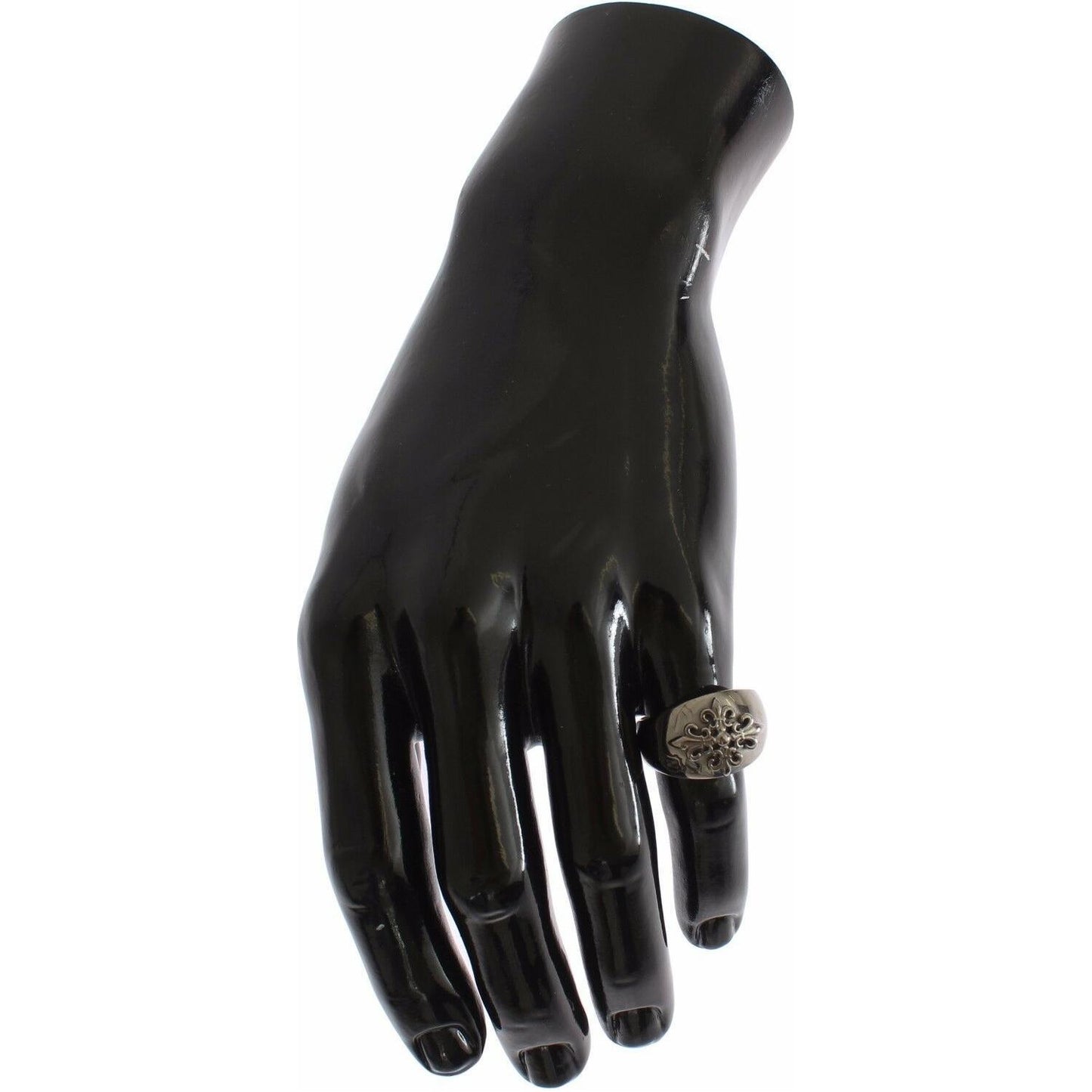 Nialaya Sterling Silver Rhodium Men's Statement Ring Ring Nialaya Black