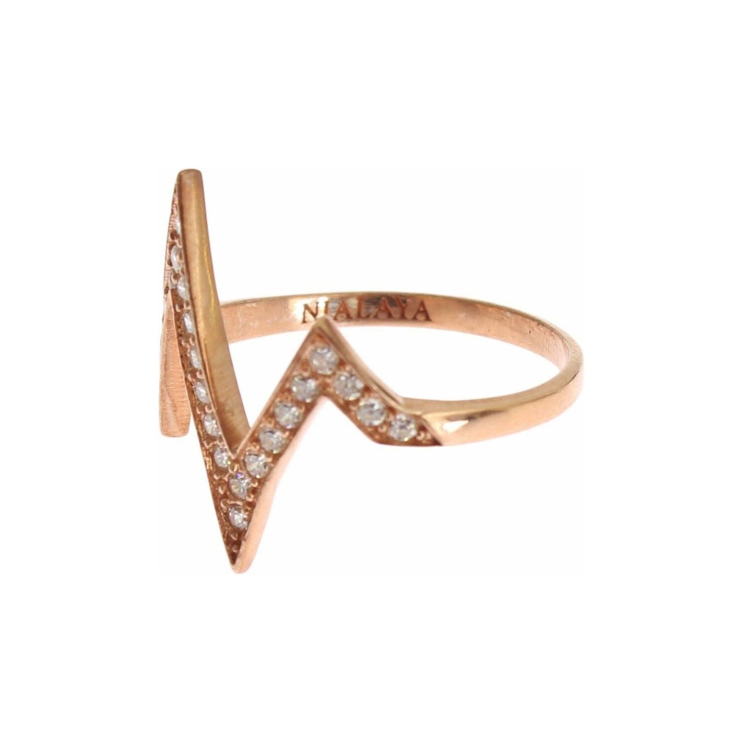 Nialaya Elegant Pink Crystal Encrusted Silver Ring Ring Nialaya Tan