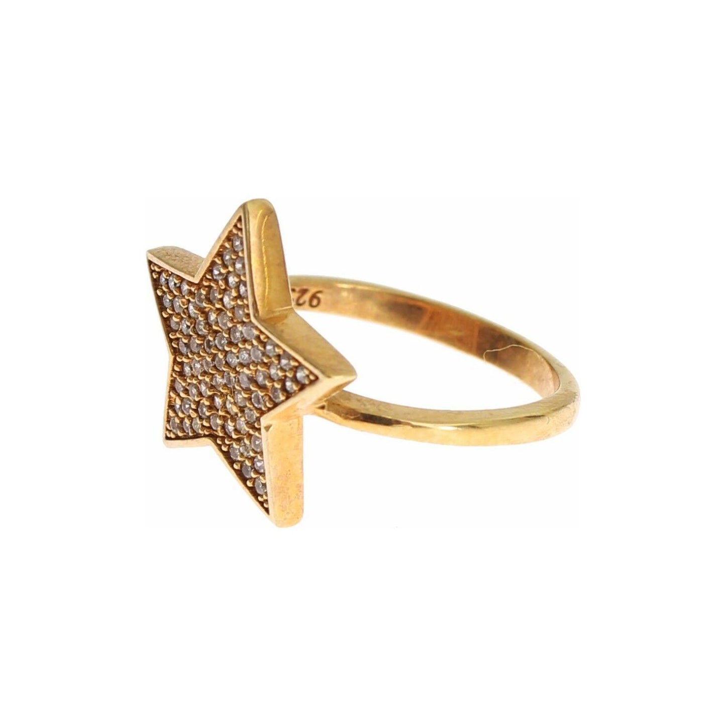 Nialaya Elegant Gold-Plated Sterling Silver Ring with CZ Crystals Ring Nialaya Tan