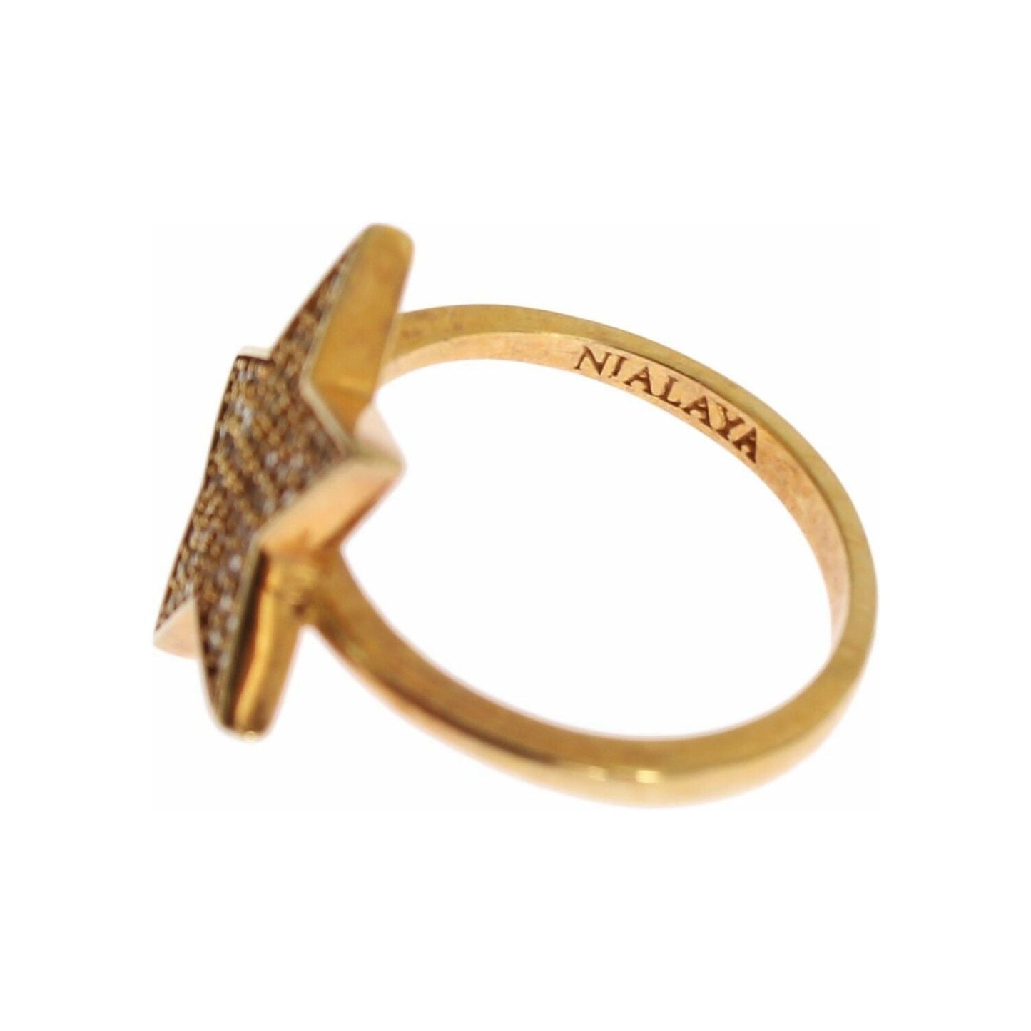Nialaya Elegant Gold-Plated Sterling Silver Ring with CZ Crystals Ring Nialaya Dark Khaki
