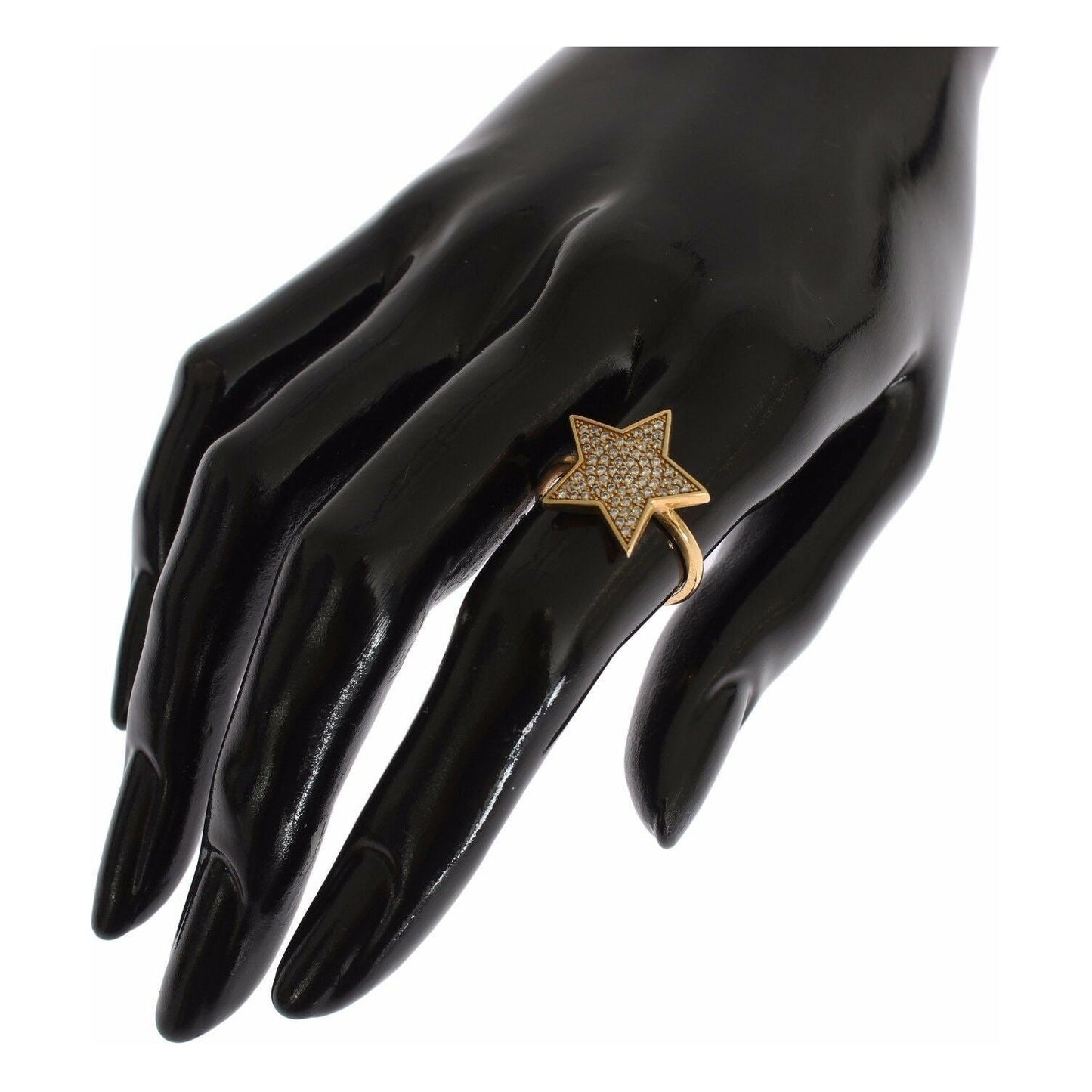 Nialaya Elegant Gold-Plated Sterling Silver Ring with CZ Crystals Ring Nialaya Black